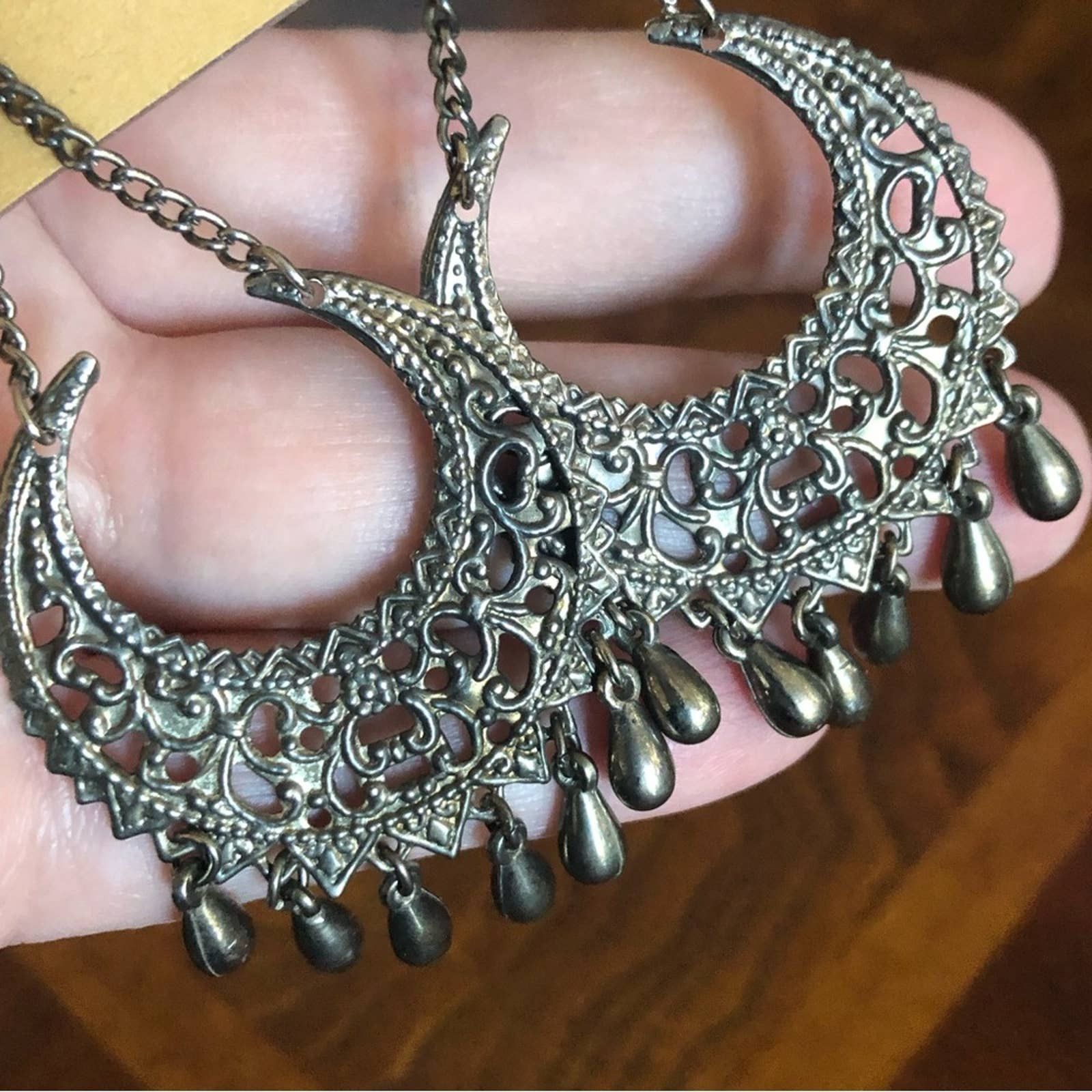 Jewelry Repurposed dark brass filigree chandelier earrings Size ONE SIZE - 3 Thumbnail