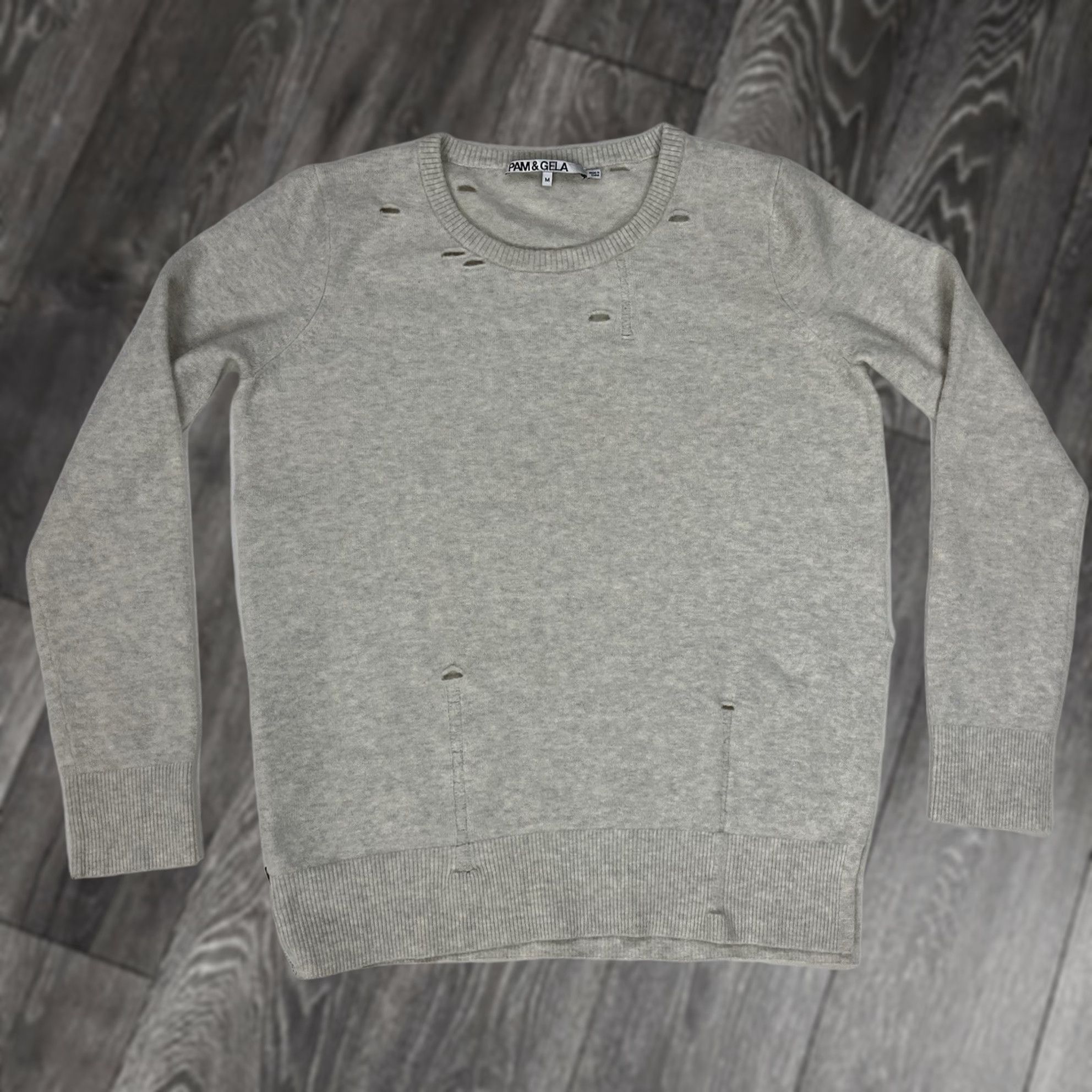 Vintage Pam & Gela Distressed Wool Blend Crewneck Sweater Women Medium Gray Long Sleeve Size M / US 6-8 / IT 42-44 - 1 Thumbnail