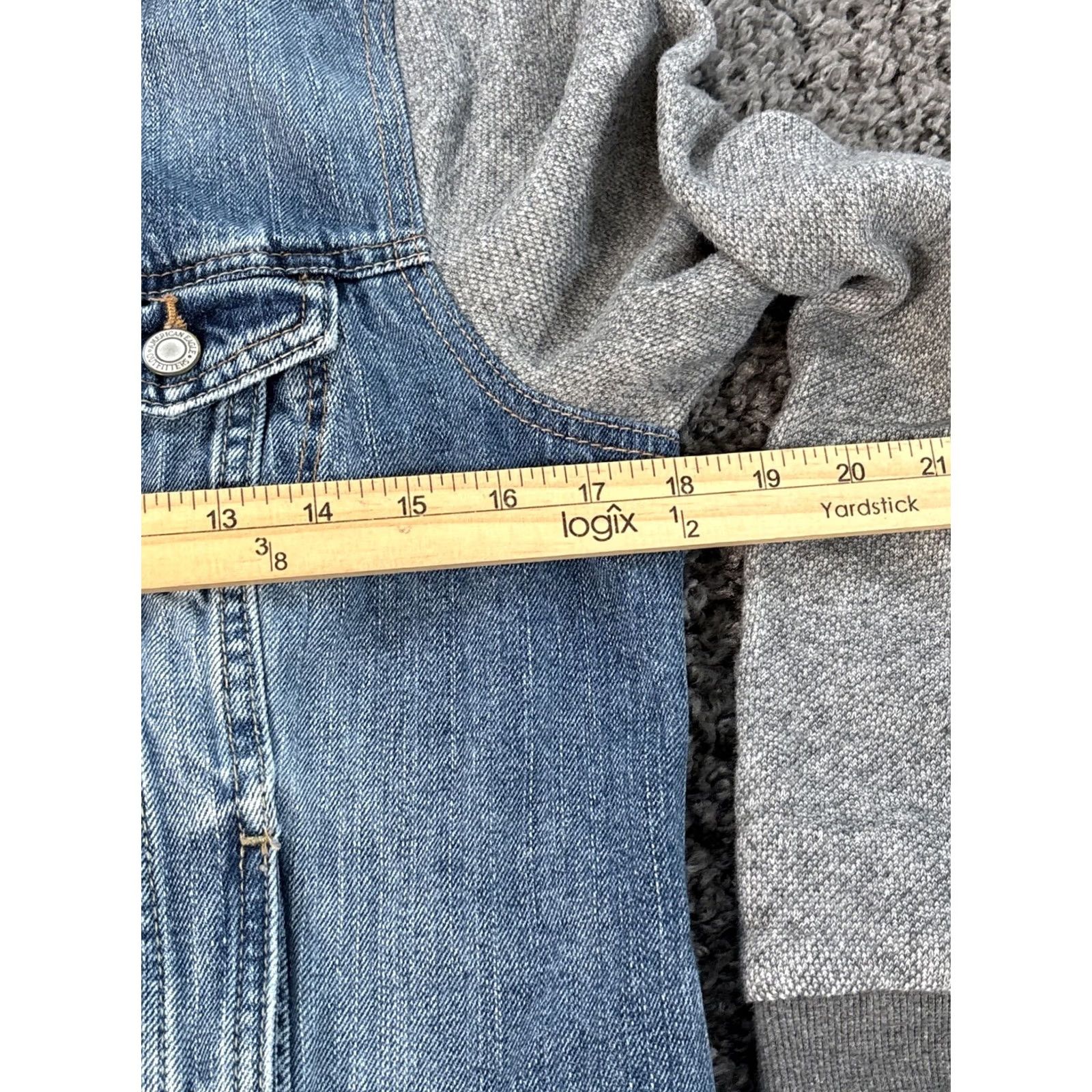 American Eagle Outfitters VINTAGE American Eagle Outfitters Denim Jacket Womens Large Hooded Button Blue L Jacket Womens Hooded Basic Jacket 90s Y2K Size L / US 10 / IT 46 - 3 Thumbnail