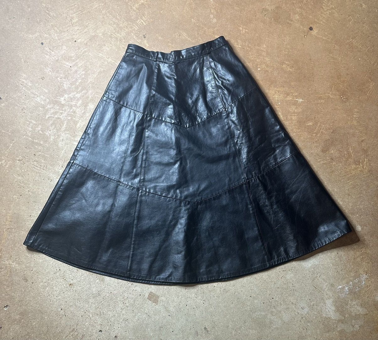Vintage 90s Black Leather Daniel Marcus Maxi Skirt