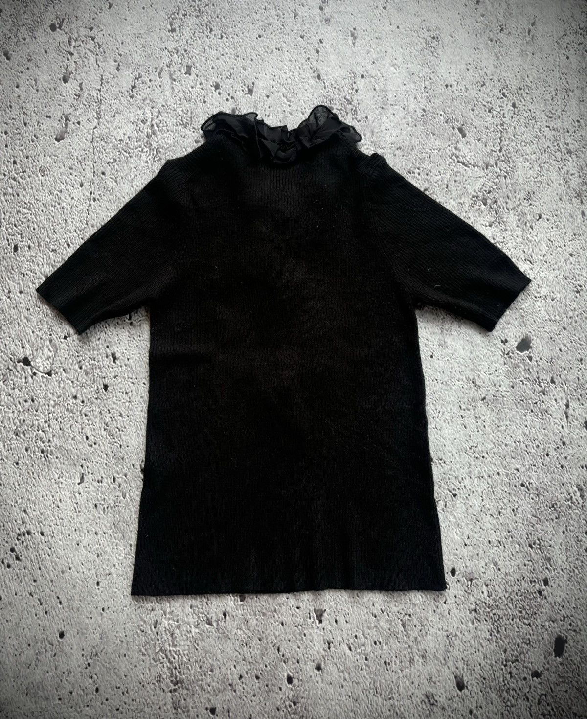 Yohji Yamamoto Theoria black neck laced yohji style tshirt Size L / US 10 / IT 46 - 4 Thumbnail