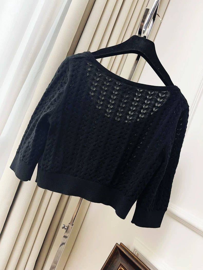 Chanel Chanel 24b black woven large collar knitted long sleeves Size XS / US 0-2 / IT 36-38 - 2 Thumbnail