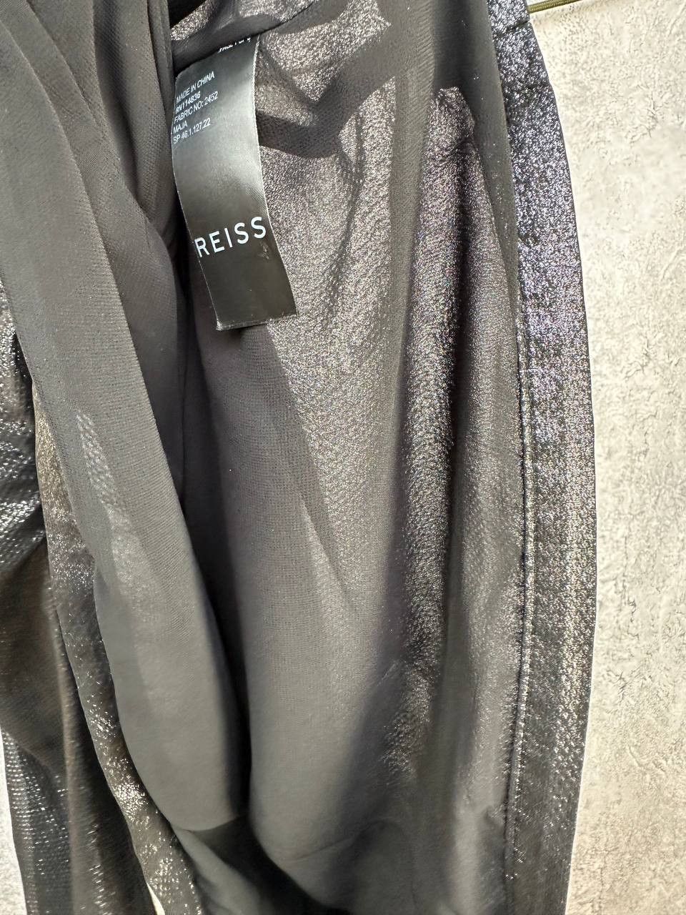 Reiss REISS Maja Metallic Wrap Blouse Shimmer LS Evening Top Size L / US 10 / IT 46 - 10 Thumbnail