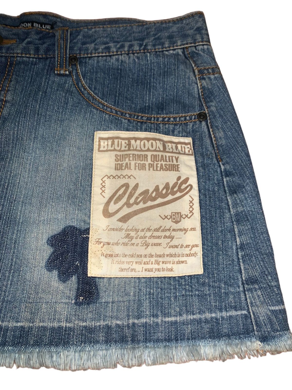 If Six Was Nine × Japanese Brand × Le Grande Bleu (L.G.B.) Vintage Blue moon blue patches denim mini skirt Size 30" / US 8 / IT 44 - 2 Thumbnail