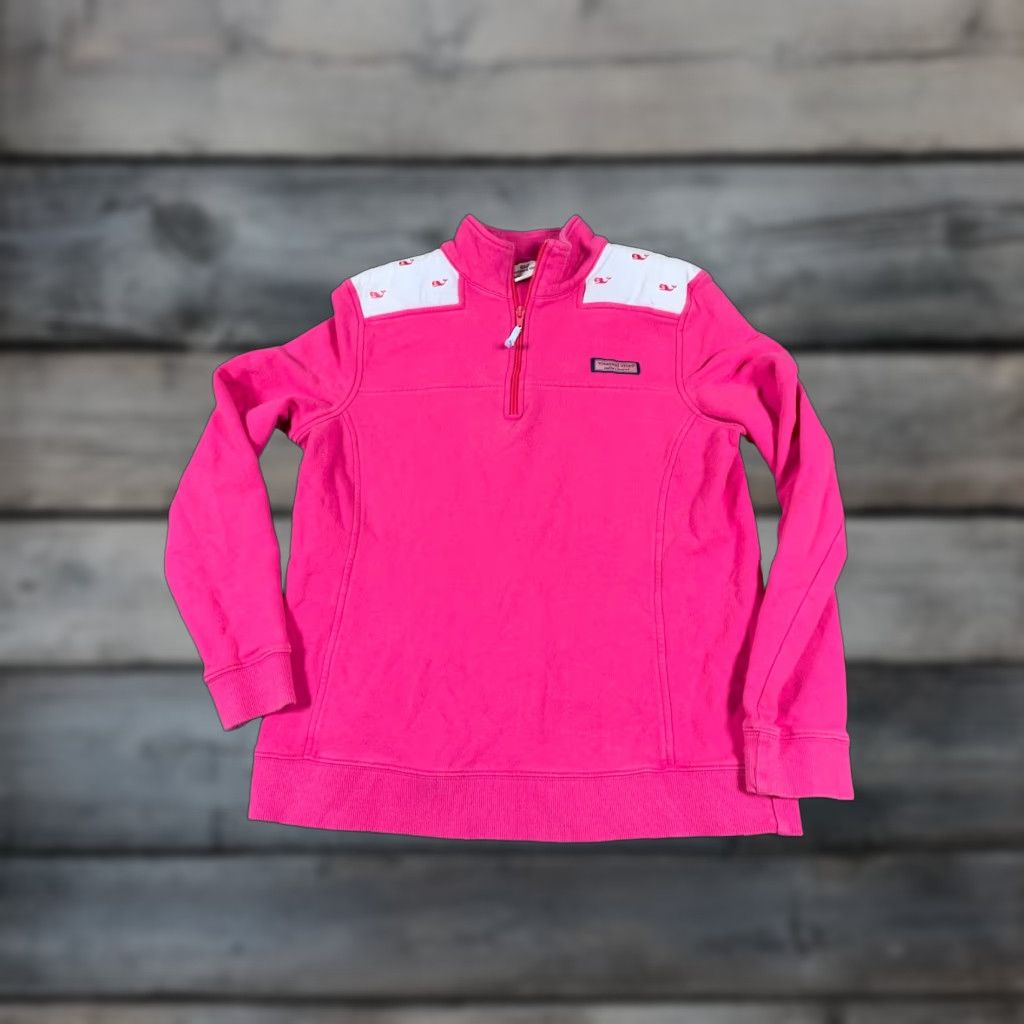 Vineyard Vines Vineyard Vines Sweatshirt Women's Medium Pink White Whale Pattern 1/4-Zip Size M / US 6-8 / IT 42-44 - 1 Thumbnail
