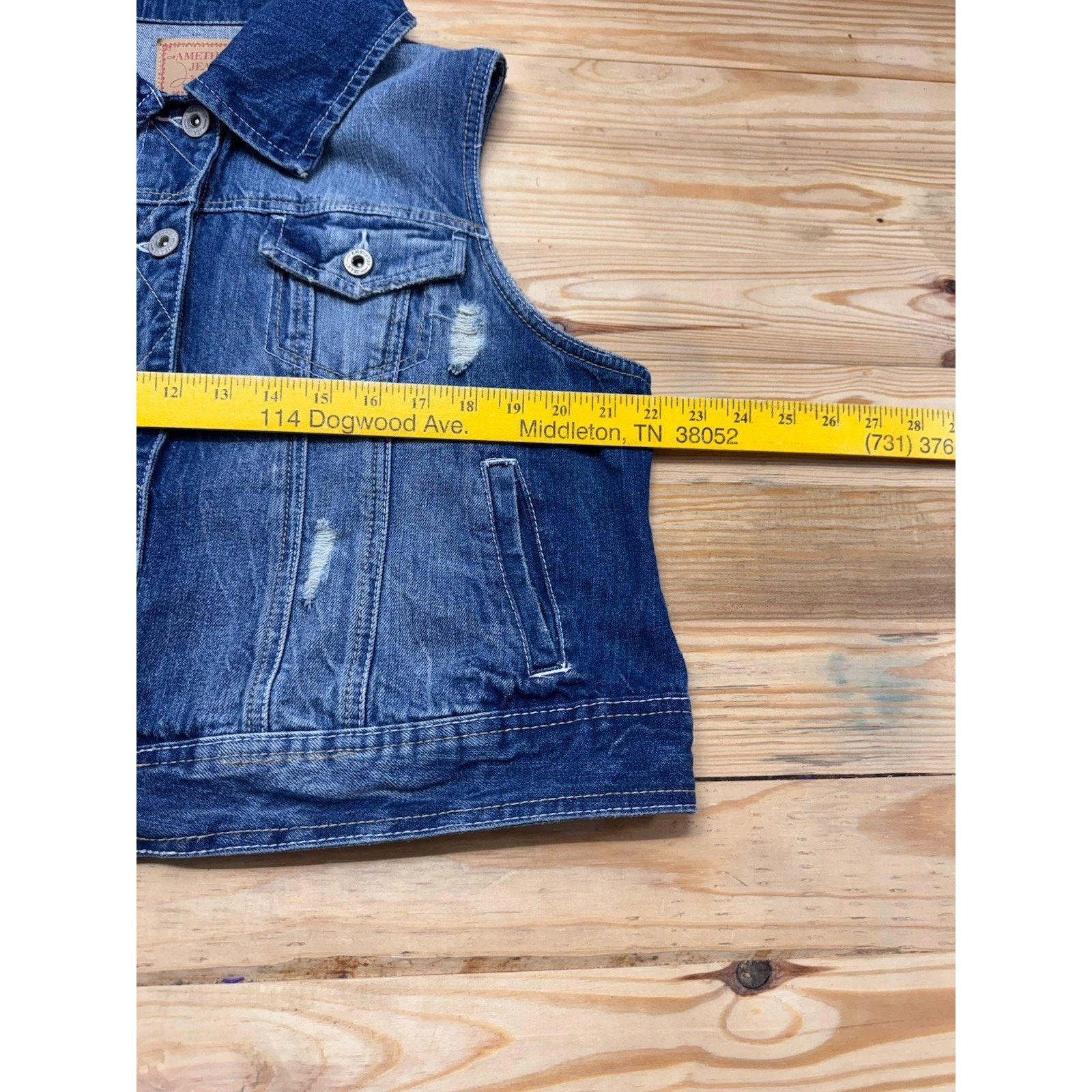 Other Amethyst Women’s Plus 1X Blue Denim Vest Distressed Size XL / US 12-14 / IT 48-50 - 6 Thumbnail