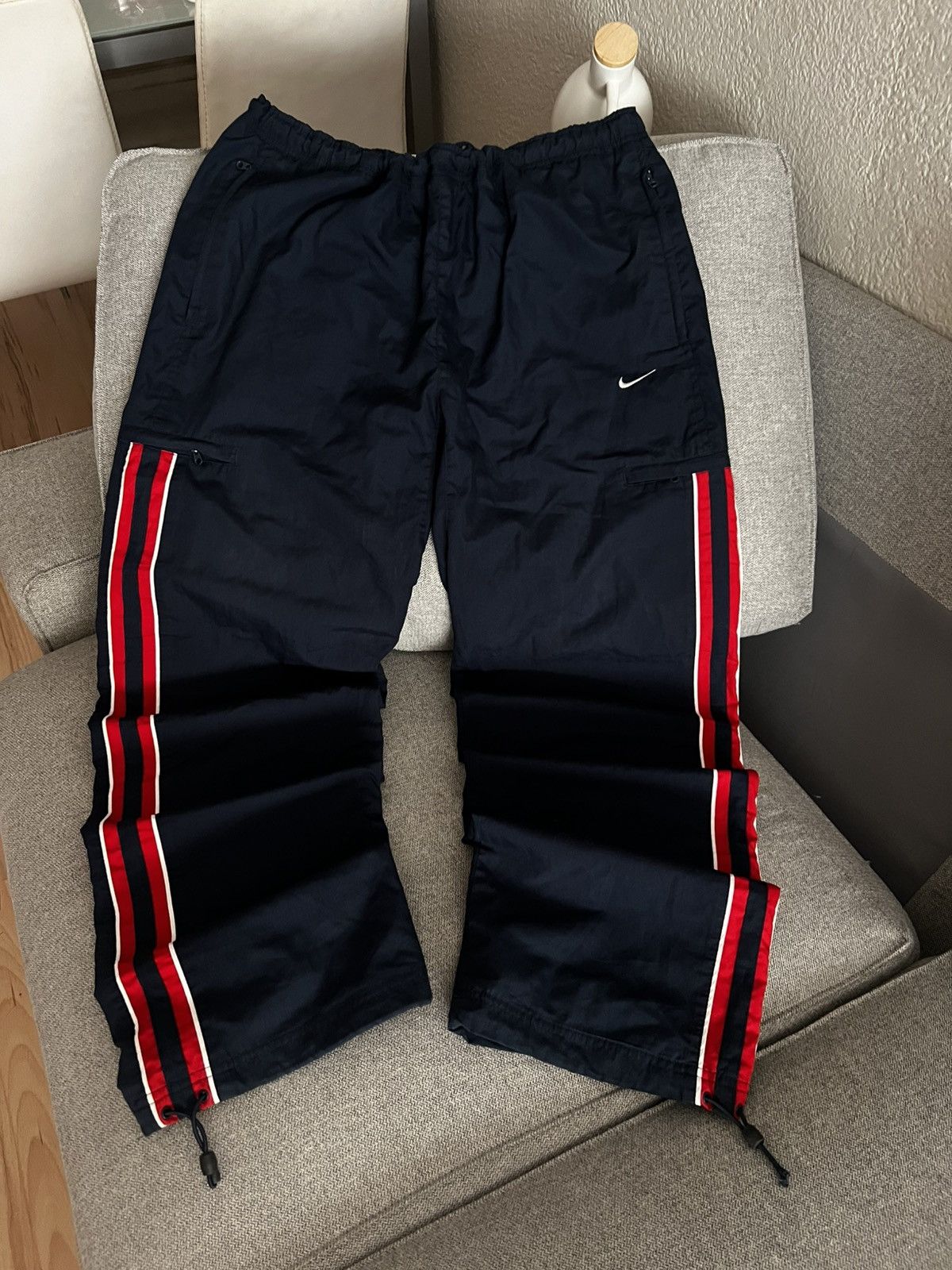 Nike Vintage Nike Y2K Baggy Track Pants Navy Red Size US 34 / EU 50 - 4 Thumbnail
