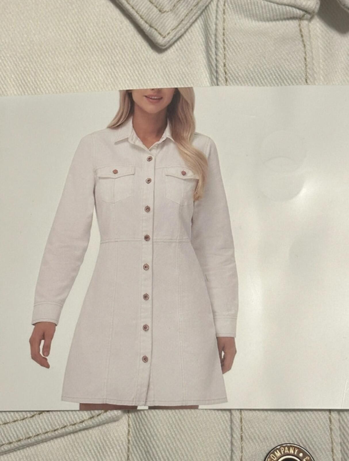Frye FRYE Bone Denim Dress with Button Front and Cinch Waist, L Size L / US 10 / IT 46 - 1 Thumbnail
