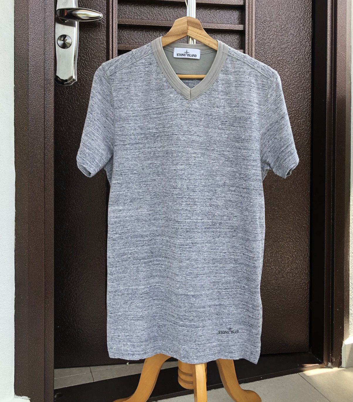 Stone Island Men’s V Neck Grey T shirt