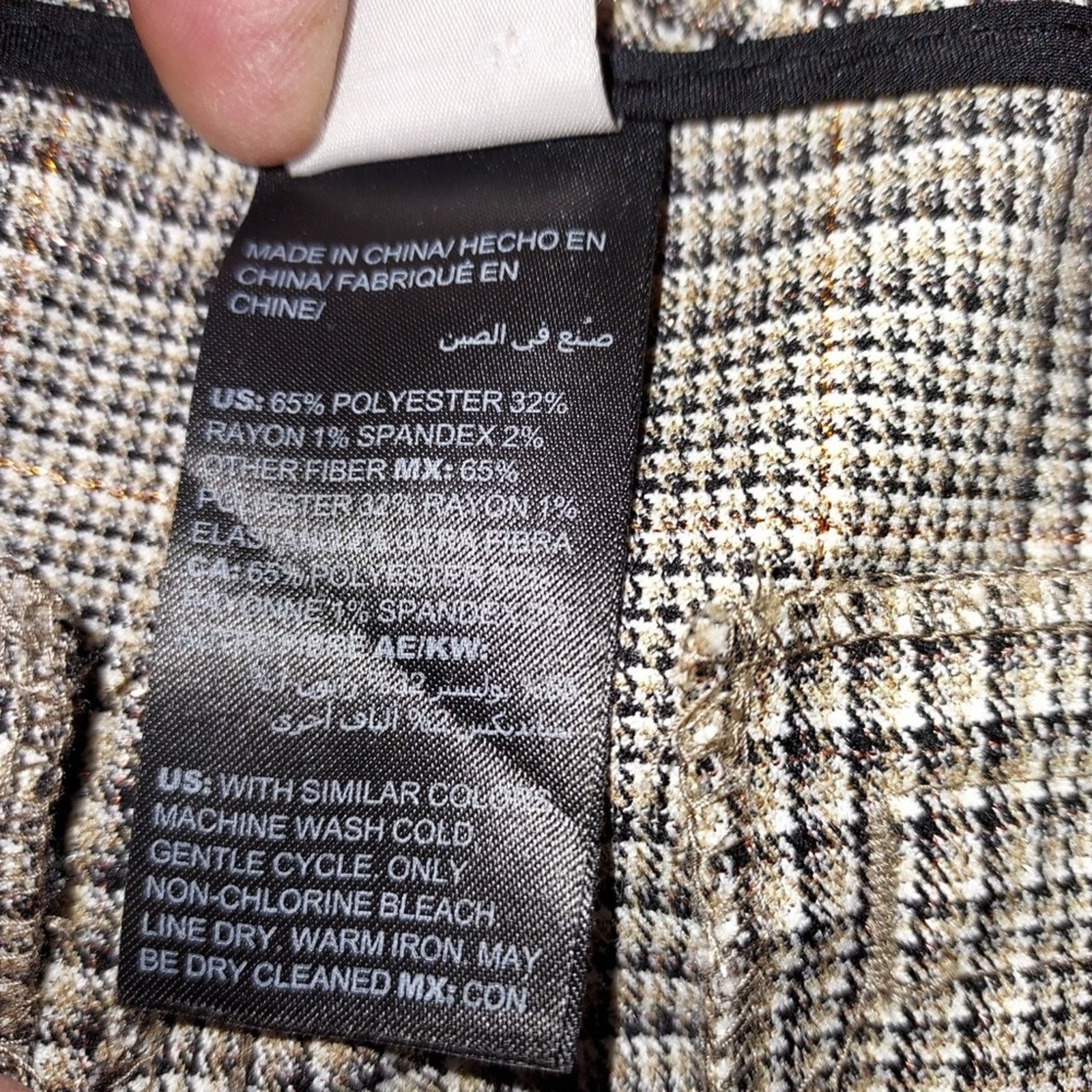 Chicos Chico's Metallic Plaid Gray Brown Gold Wide Trouser Pants Size 28" / US 6 / IT 42 - 7 Thumbnail