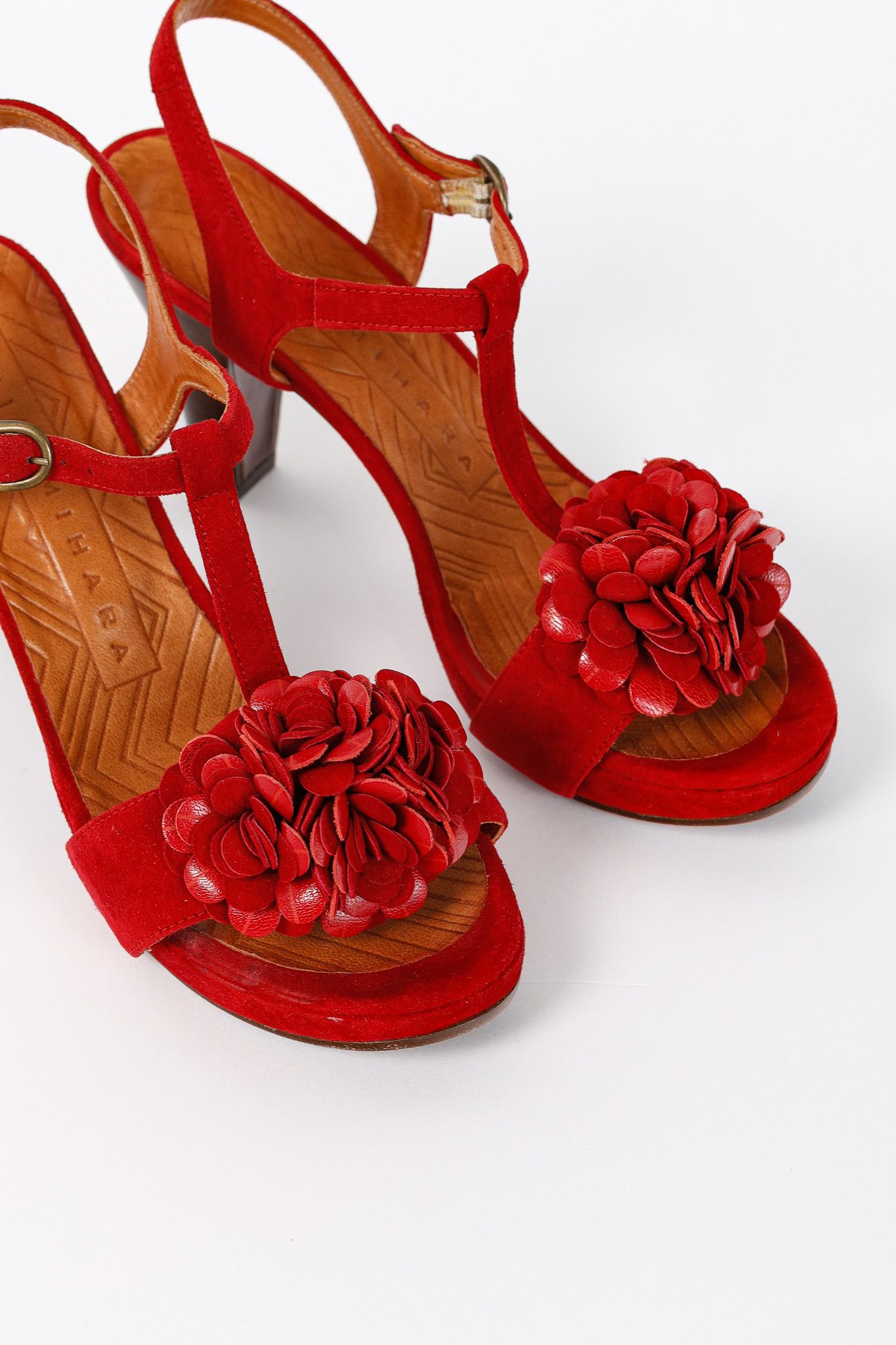 Designer Chie Mihara Xifon Rojo Suede Rosette Sandals Size US 6.5 / IT 36.5 - 6 Thumbnail