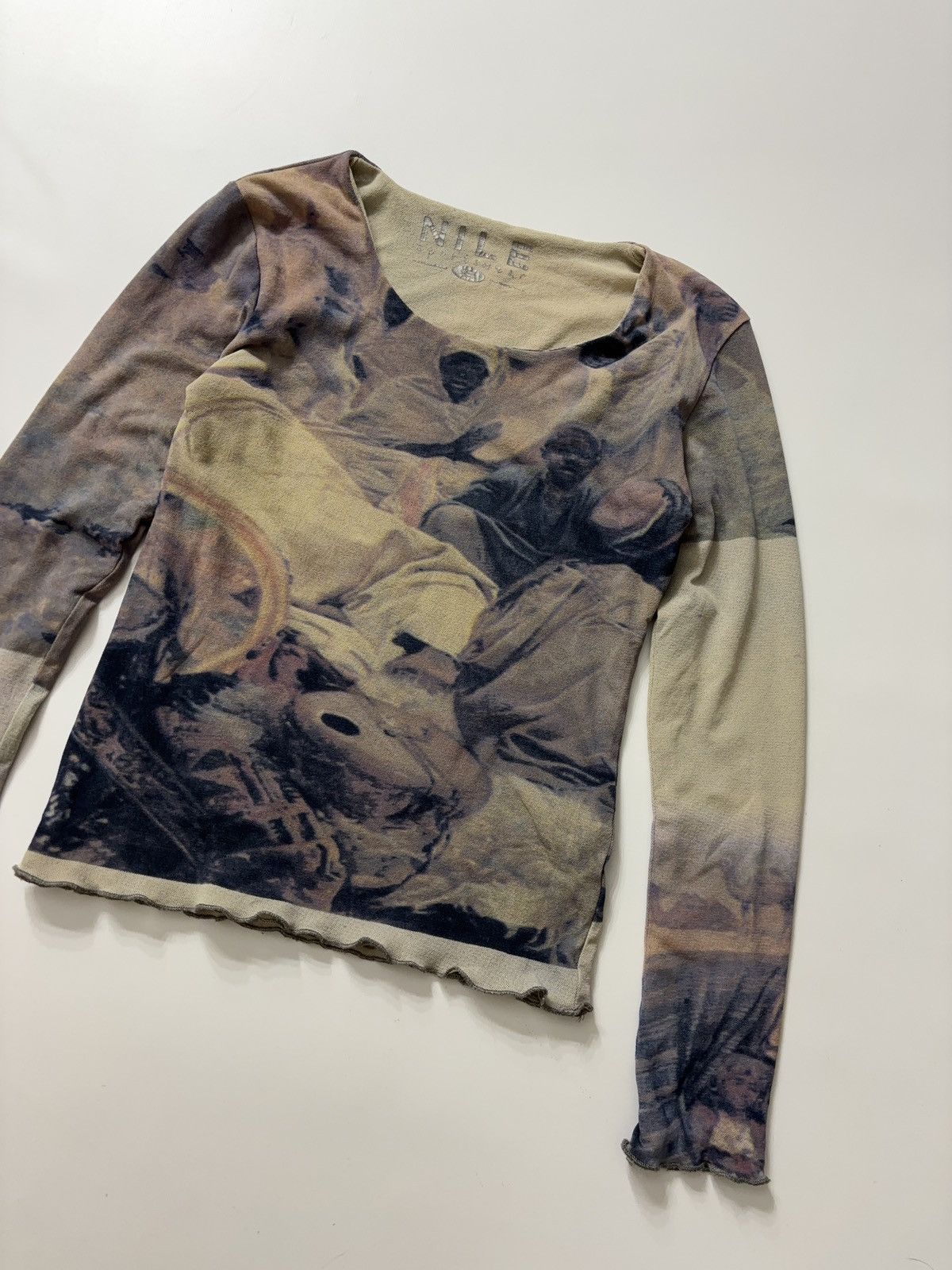 Vintage PRINTED RARE VINTAGE ETHNO LONG SLEEVE MESH TOP Size S / US 4 / IT 40 - 5 Thumbnail