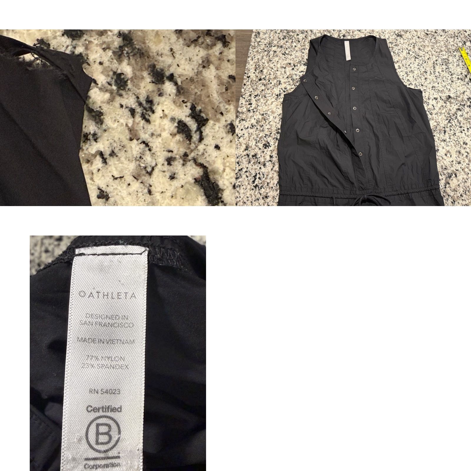 Athleta Athleta Black Canopy Parachute Romper Jumpsuit Women's Sleeveless Size 6 Black Solid UPF Breathable Travel Activewear Casual Summer Spring Fall Size 28" / US 6 / IT 42 - 8 Thumbnail