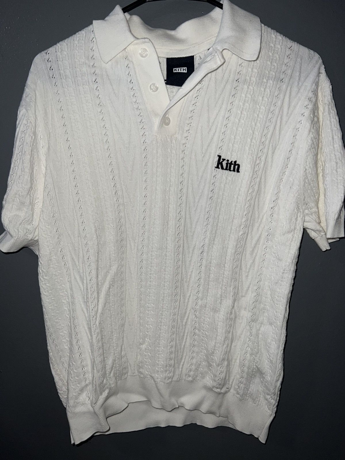 image of Kith Tilden Knit Polo White Small, Men's