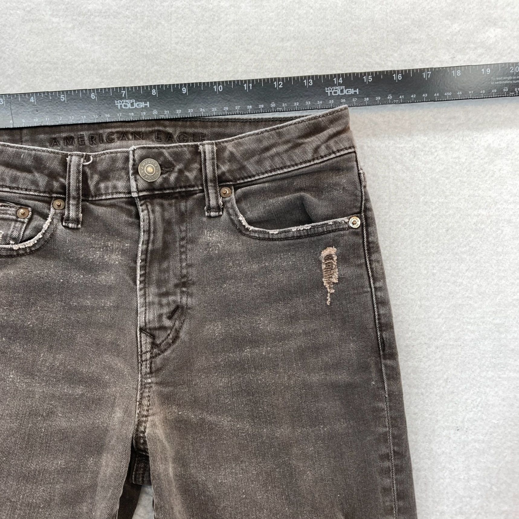 American Eagle Outfitters American Eagle Outfitters Skinny Jeans Mens 28x30 Light Gray Stretch Denim Distressed 5-Pocket Logo Slim Rise Low Inseam 30 Size US 28 / EU 44 - 7 Thumbnail