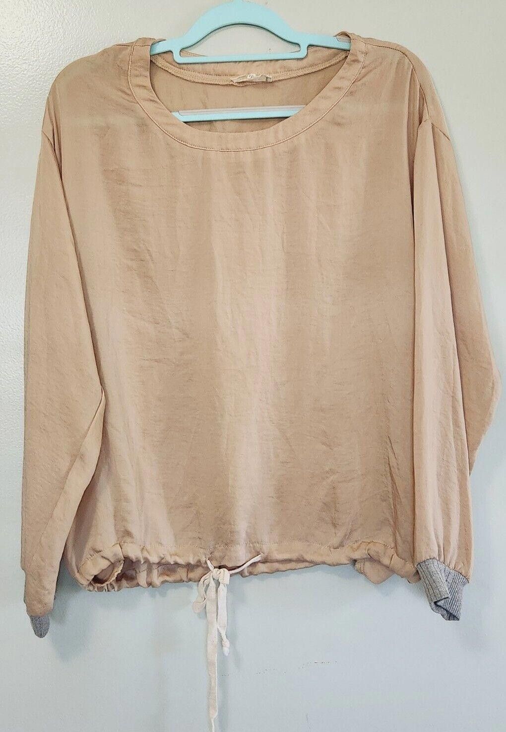 Designer Mello Day Top Large Long Sleeve Gold Boat Neck Blouse Shirt Size L / US 10 / IT 46 - 1 Thumbnail