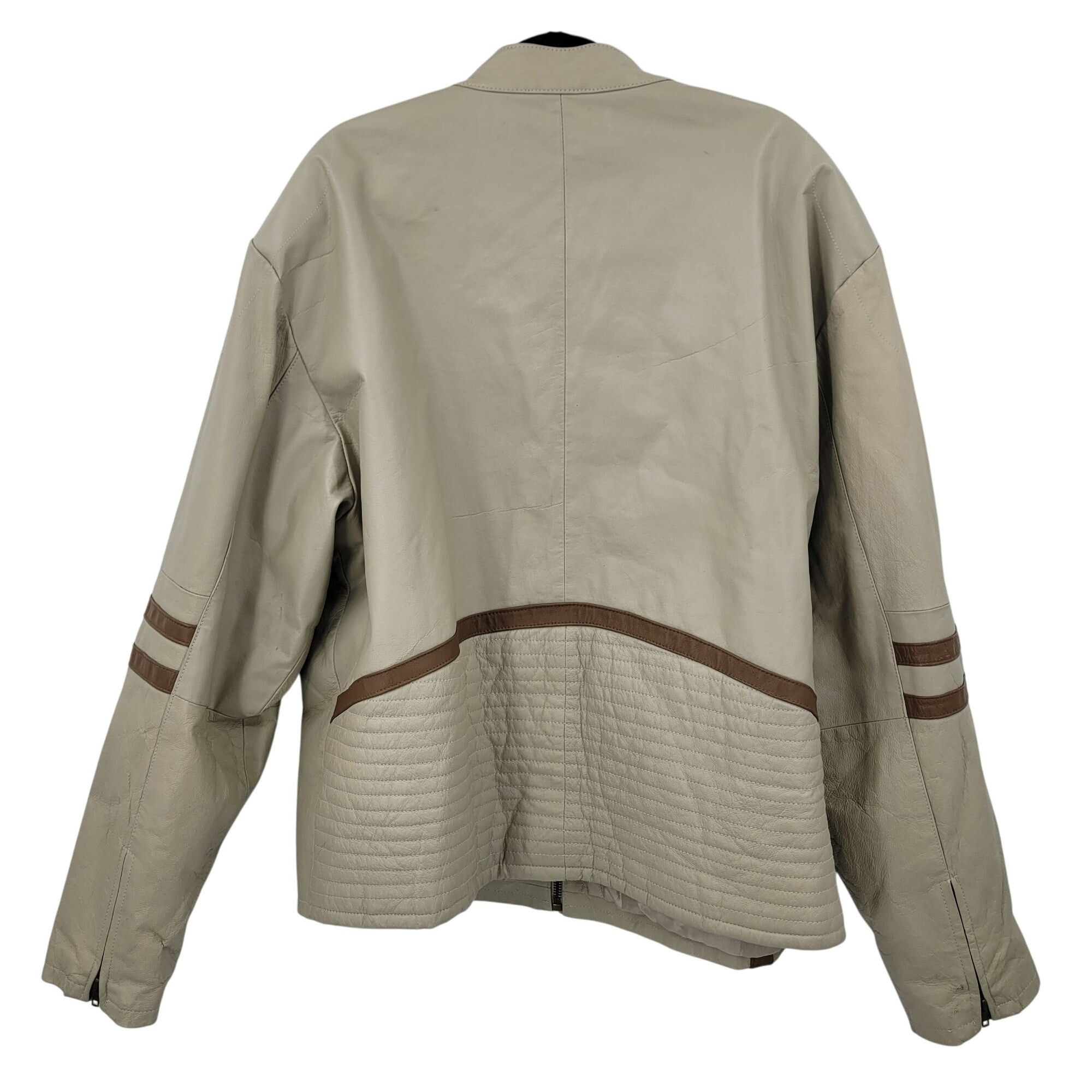 Vintage Vtg 90s Frequency Tan Genuine Leather Motorcycle Jacket Sz X Size US XXL / EU 58 / 5 - 9 Thumbnail