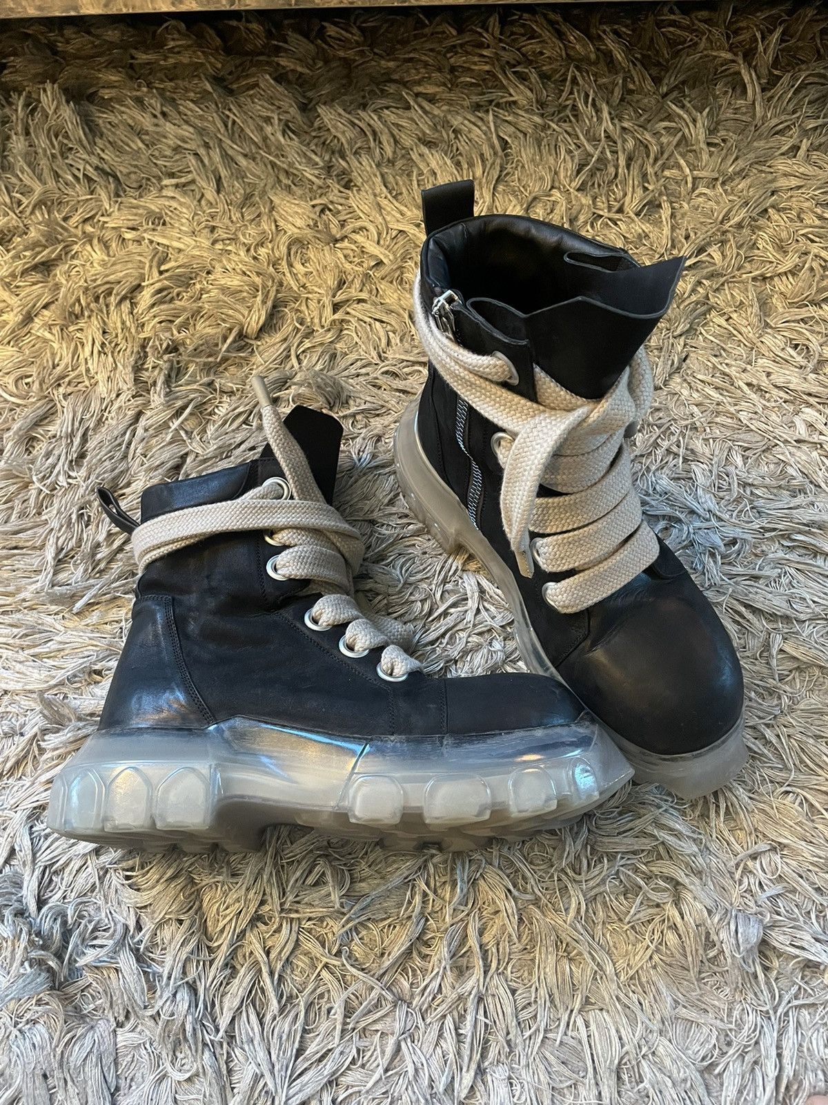 Rick Owens Taupe Jumbolaced Bozo Tractor Boots