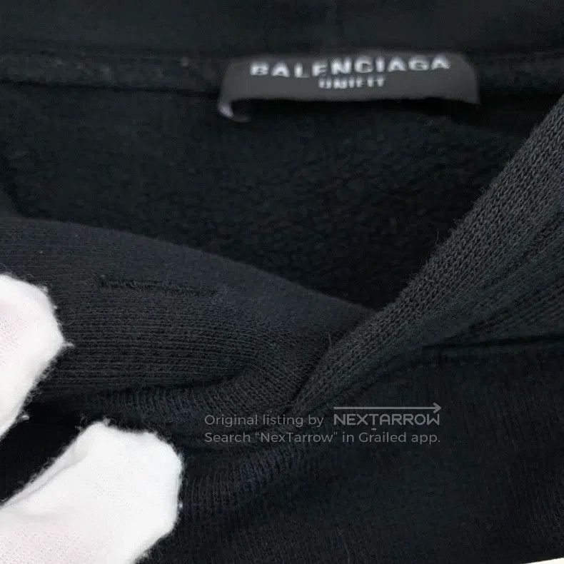 Balenciaga Balenciaga Black Fringe Printed Cotton Hooded Long Sleeve Size US XS / EU 42 / 0 - 8 Thumbnail
