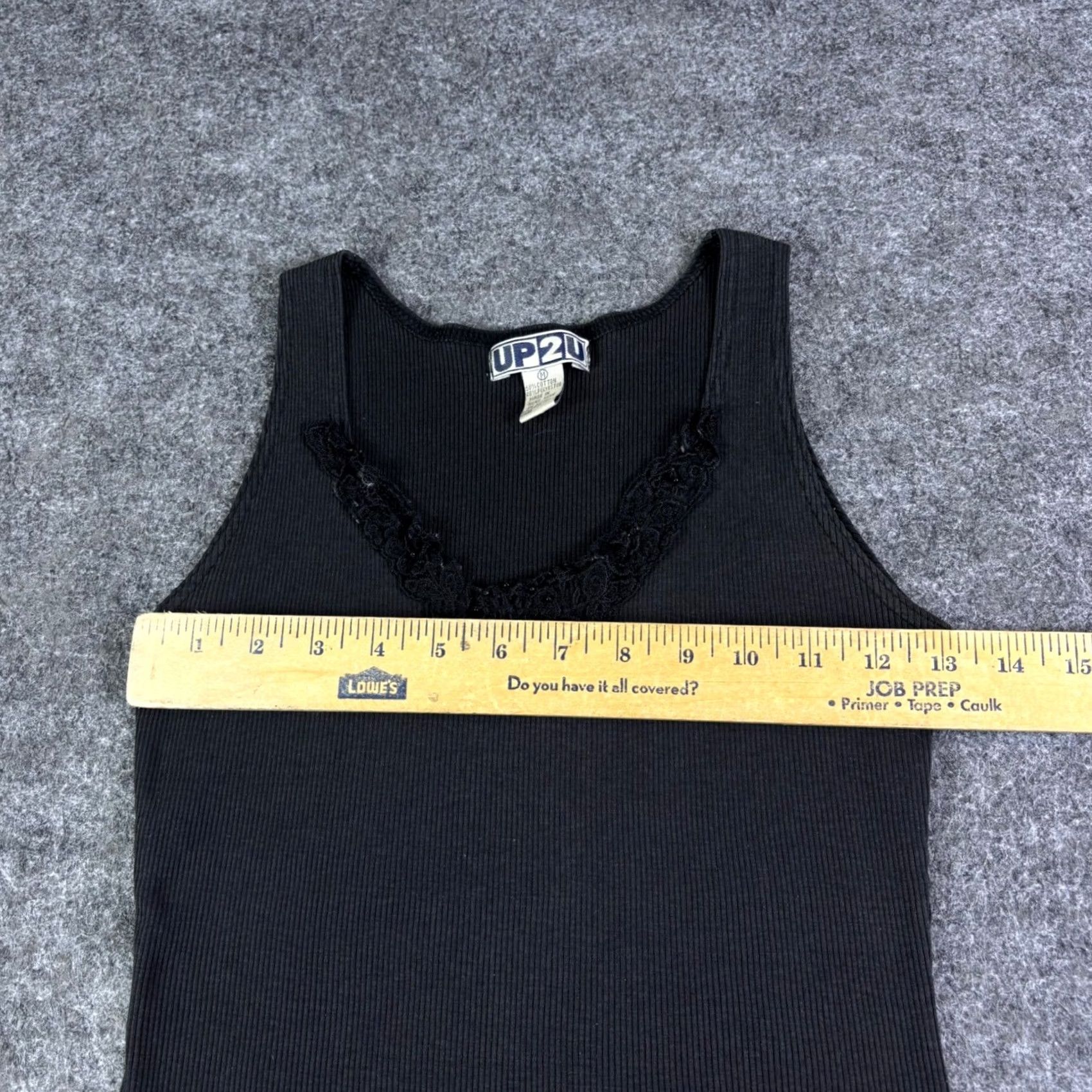 Vintage Up2U Black Tank Top Womens M Sleeveless Lace Trim V-Neck Camisole Shirt Shirt Size M / US 6-8 / IT 42-44 - 3 Thumbnail
