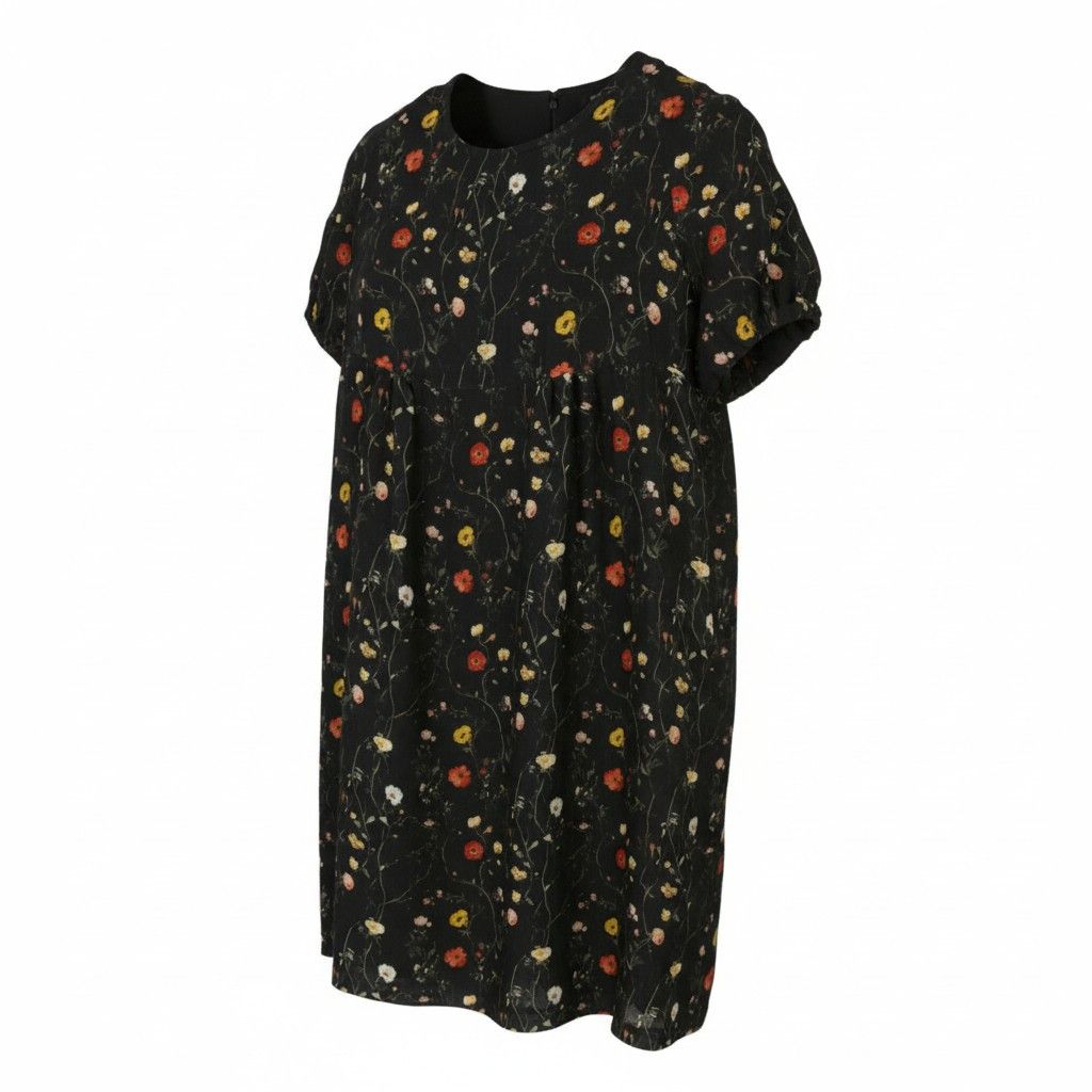 R13 RAGLAN SLEEVE BABYDOLL L Floral Black Wool Silk Dress 89922 Size L / US 10 / IT 46 - 2 Thumbnail