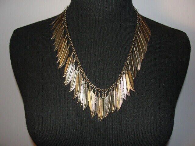 Designer Fun Bohemian Brass tone Multiple Feather Charm Necklace Size ONE SIZE - 1 Thumbnail