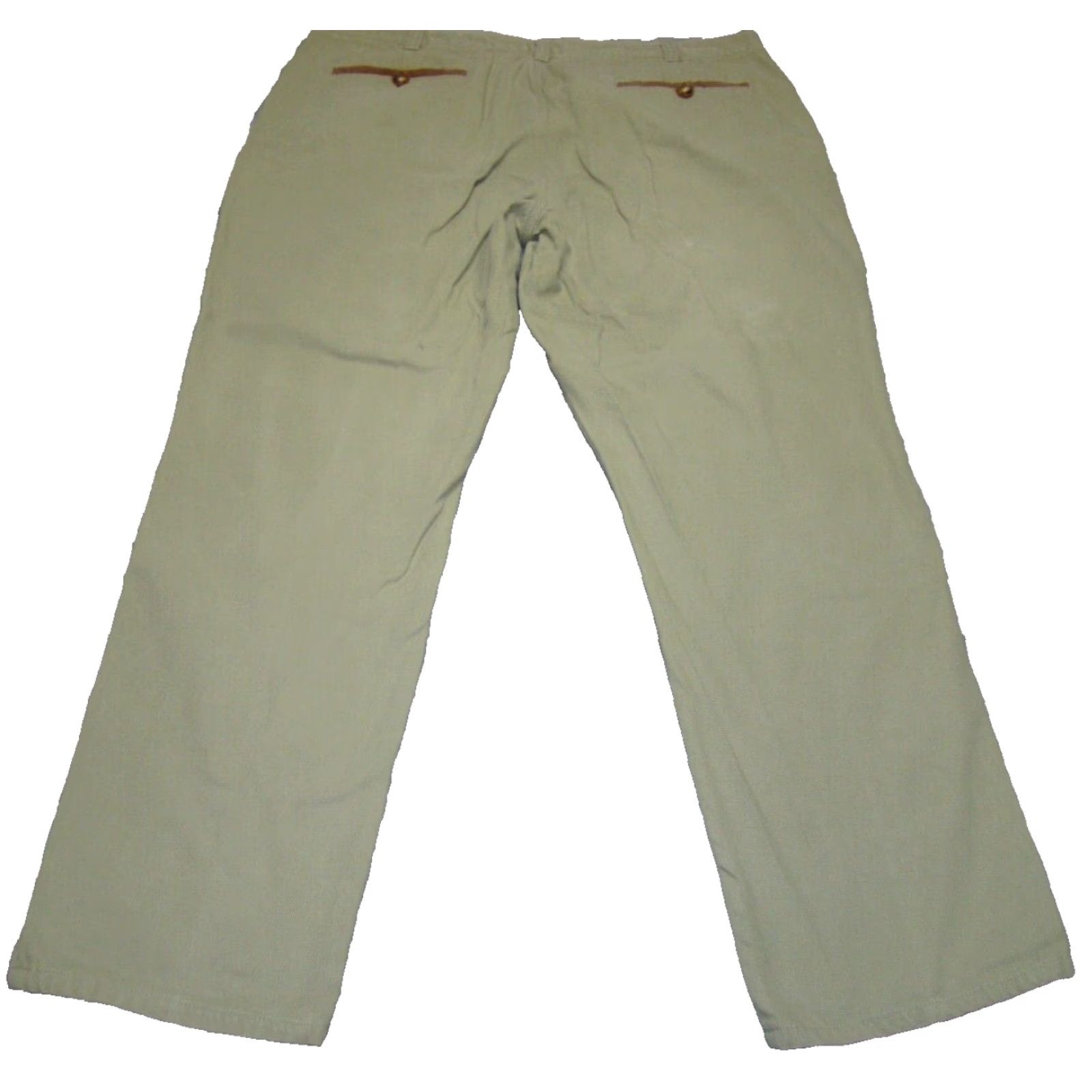 Orvis VINTAGE Orvis Mens Chino Pants Leather Trim Khaki Twill Field Hunting Fishing 42 Waist 42" Straight Leg Front Flat 33in Inseam Size US 42 / EU 58 - 7 Thumbnail