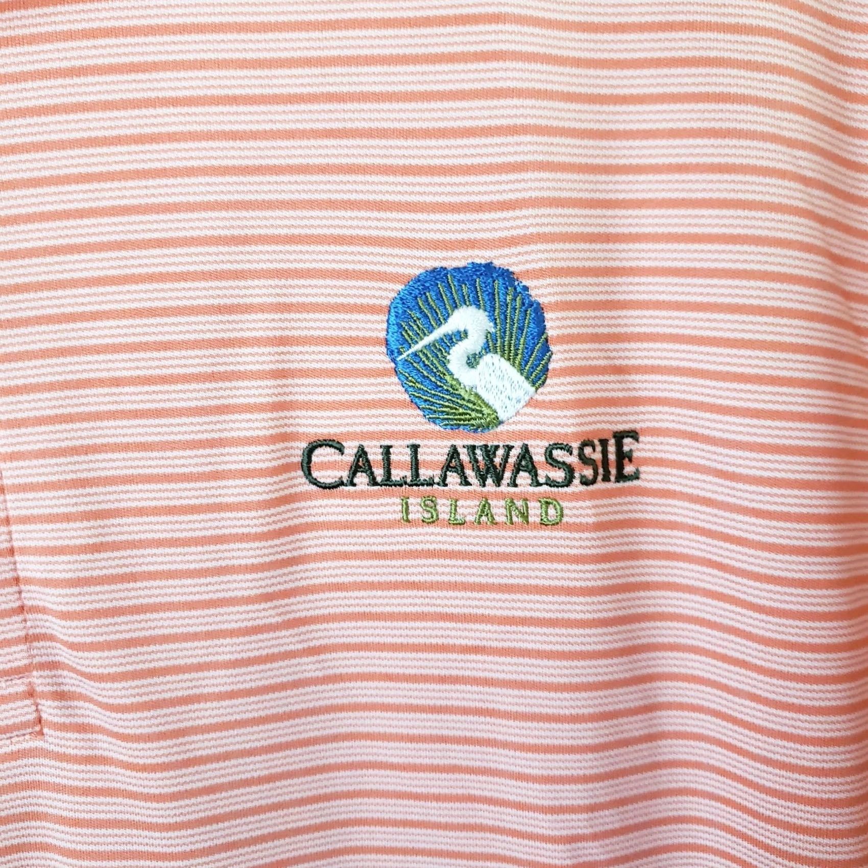 Vintage Oxford Golf Shirt Mens M Orange Short Sleeve Polo White Stripes Men Callawassie Size US M / EU 48-50 / 2 - 5 Thumbnail