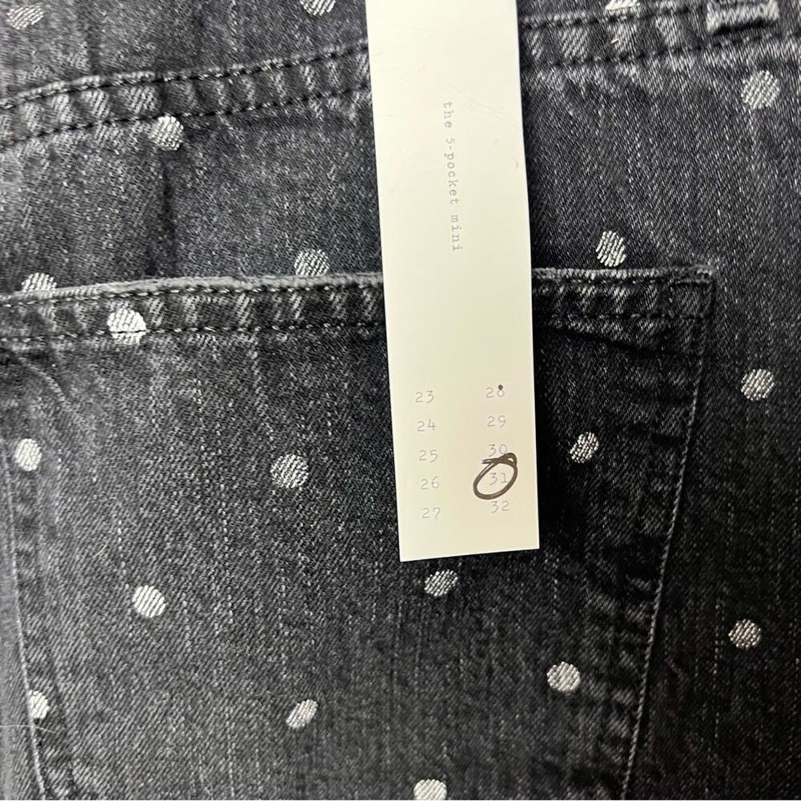 Current/Elliot Current/Elliot Black Denim Silver Polka Dot Raw Hem Mini Size 31" - 13 Thumbnail