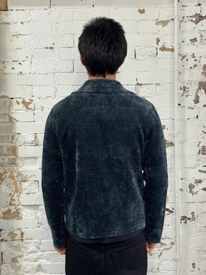 Emporio Armani 2010s Emporio Armani Navy Green Velvet Asymmetrical Jacket Size US M / EU 48-50 / 2 - 2 Thumbnail