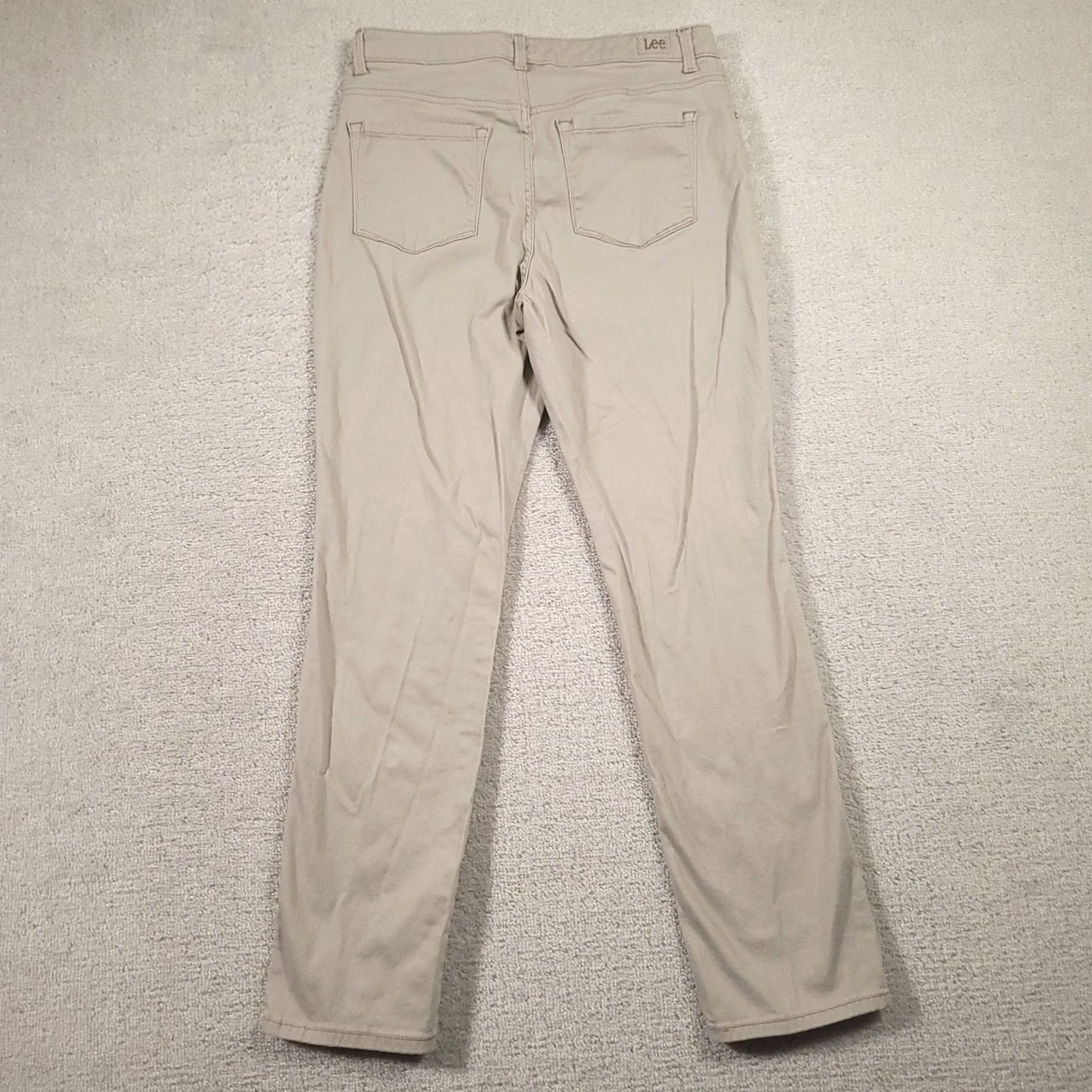 Lee Lee Pants Womens 12 Medium Relaxed High Rise Straight Leg Chino Beige Twill Cotton Spandex Pockets Inseam 30 Womens Size 34" / US 12 / IT 48 - 7 Thumbnail