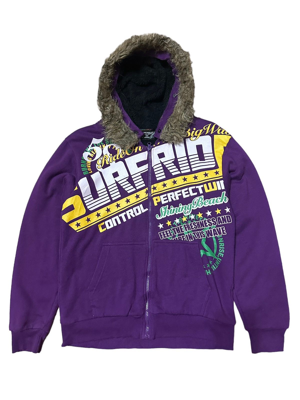 image of 1990S Oblo - Fur Zipper Hoodie in Purple, Men's (Size Medium)