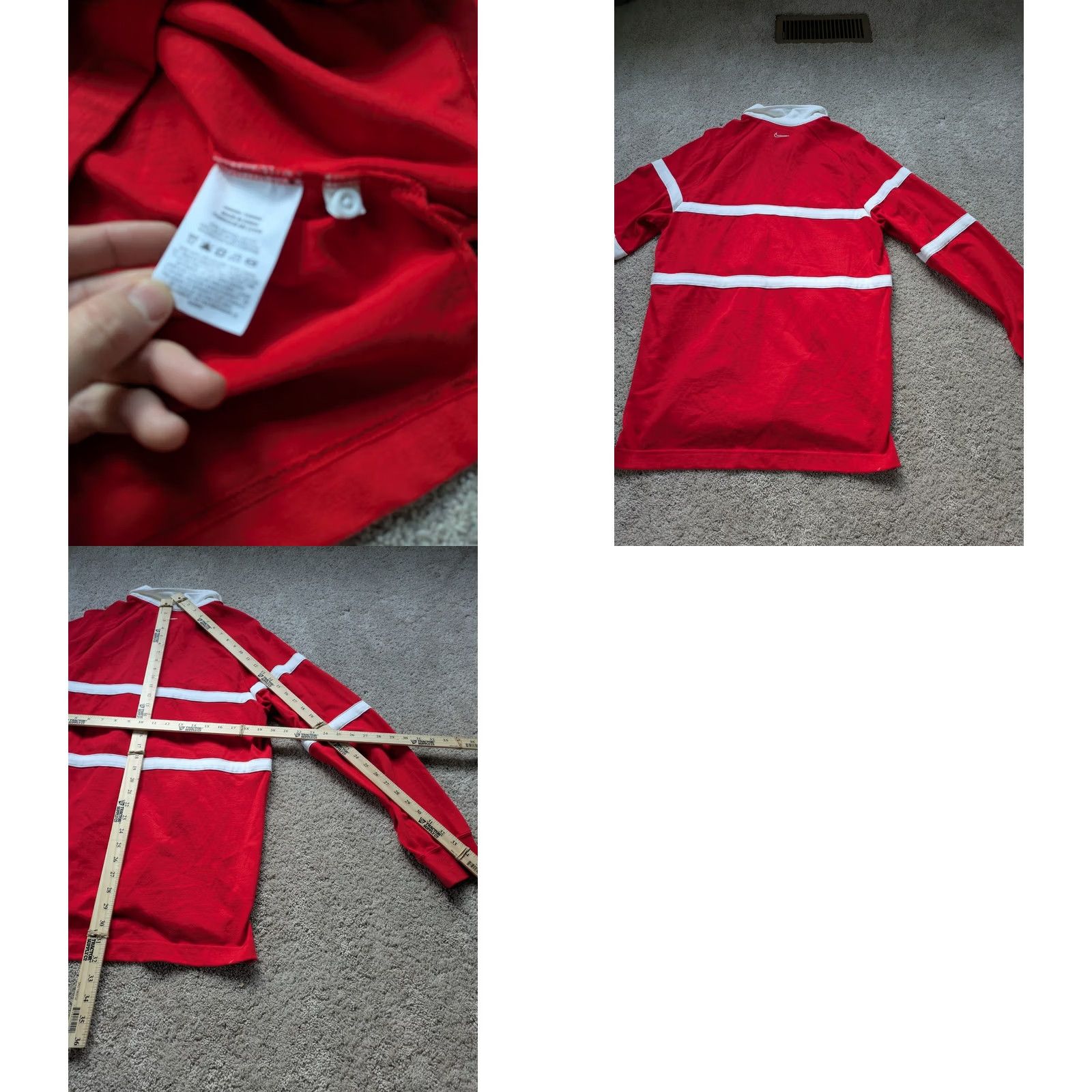 Nike Nike Rugby Swoosh Shirt Mens Medium Red Spell Out Long Sleeve Polo Size US M / EU 48-50 / 2 - 8 Thumbnail