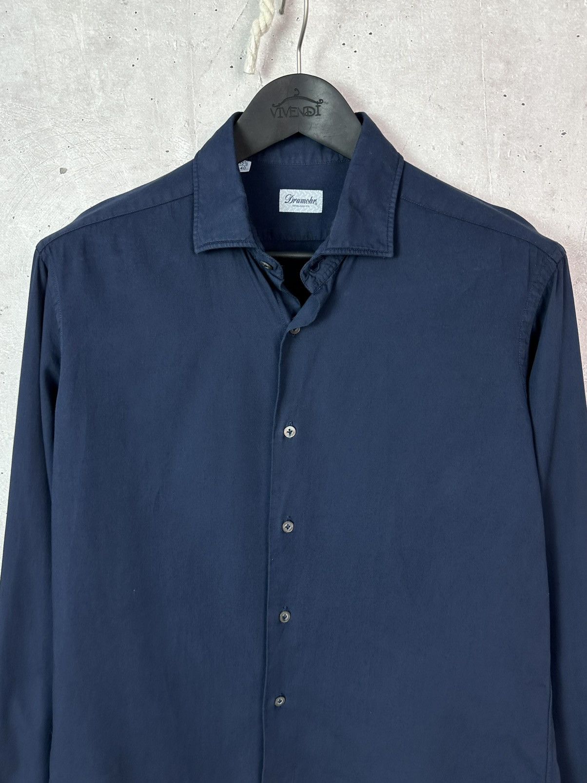 Drumohr Drumohr Navy Blue Cotton Made in Italy Long Sleeve Shirt Size US L / EU 52-54 / 3 - 2 Thumbnail