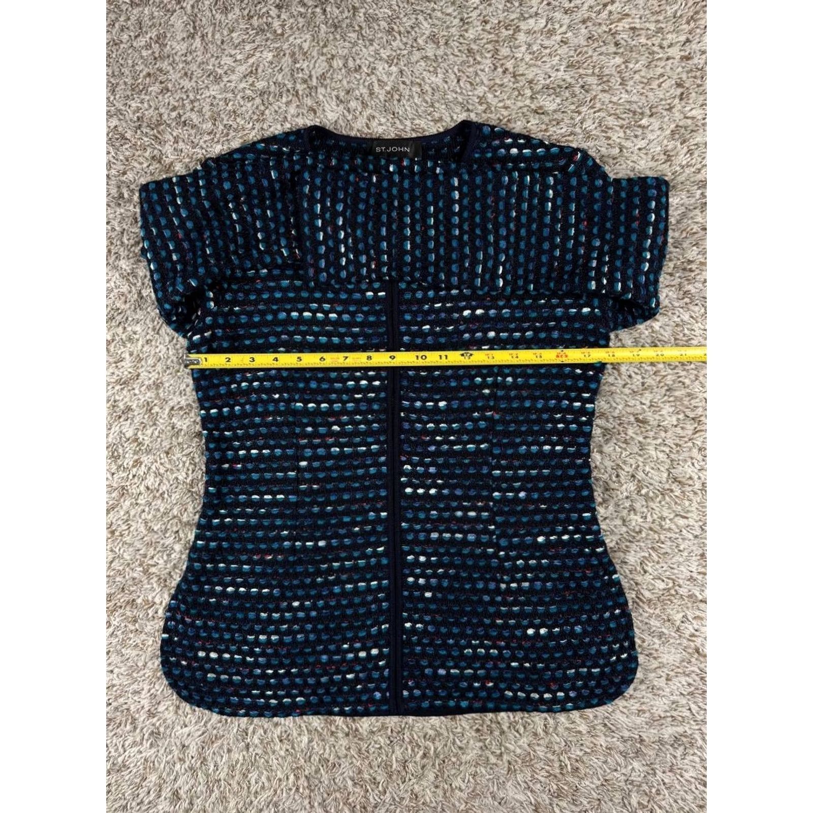 St. John St. John Textured Knit Zip Front Jacket Sweater Size 6 Made USA Women Crewneck Full Zip Blue Knit Fall Winter Spring Regular Shirt/Hoodie? Size M / US 6-8 / IT 42-44 - 6 Thumbnail