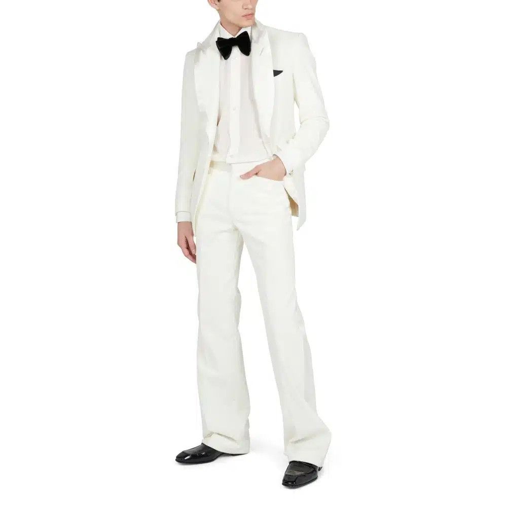 Tom Ford o1loc1c1025 PEAWT6 Light Velvet Pant in White Size US 36 / EU 52 - 1 Thumbnail