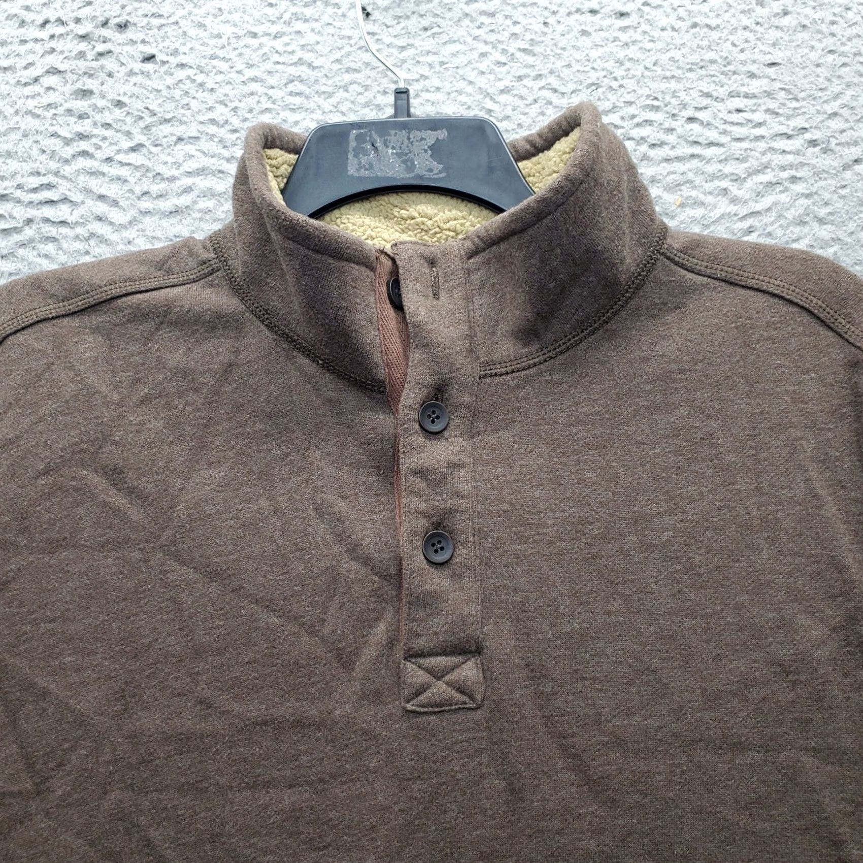 Vintage G.H. Bass & Co. Sweater Mens XXL Brown Fleece Lined Mock Neck Quarter Button Size US XXL / EU 58 / 5 - 7 Thumbnail