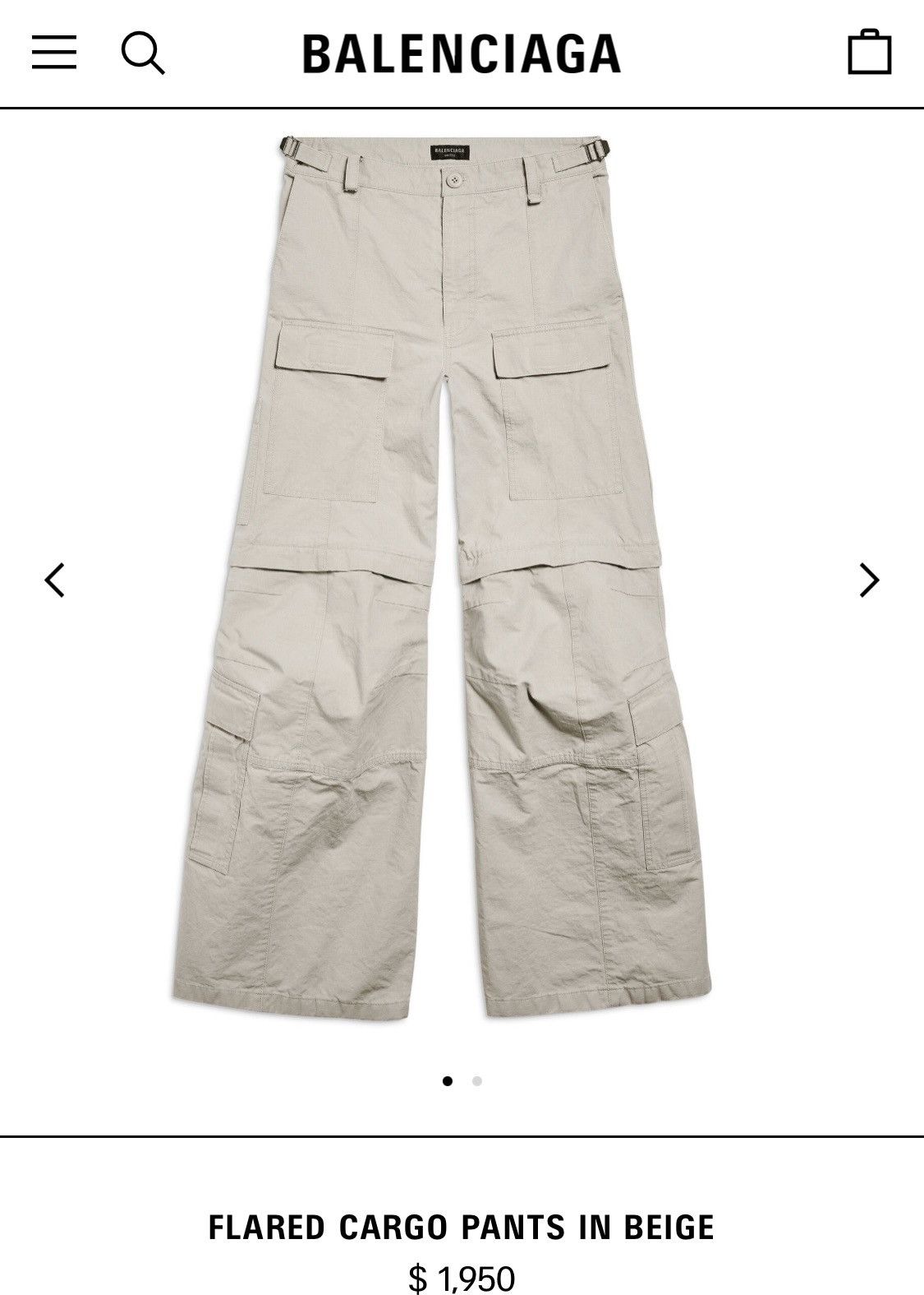 Balenciaga Balenciaga FW23 Flared Cargo Pant Beige Gently Used sz M Size US 32 / EU 48 - 4 Thumbnail