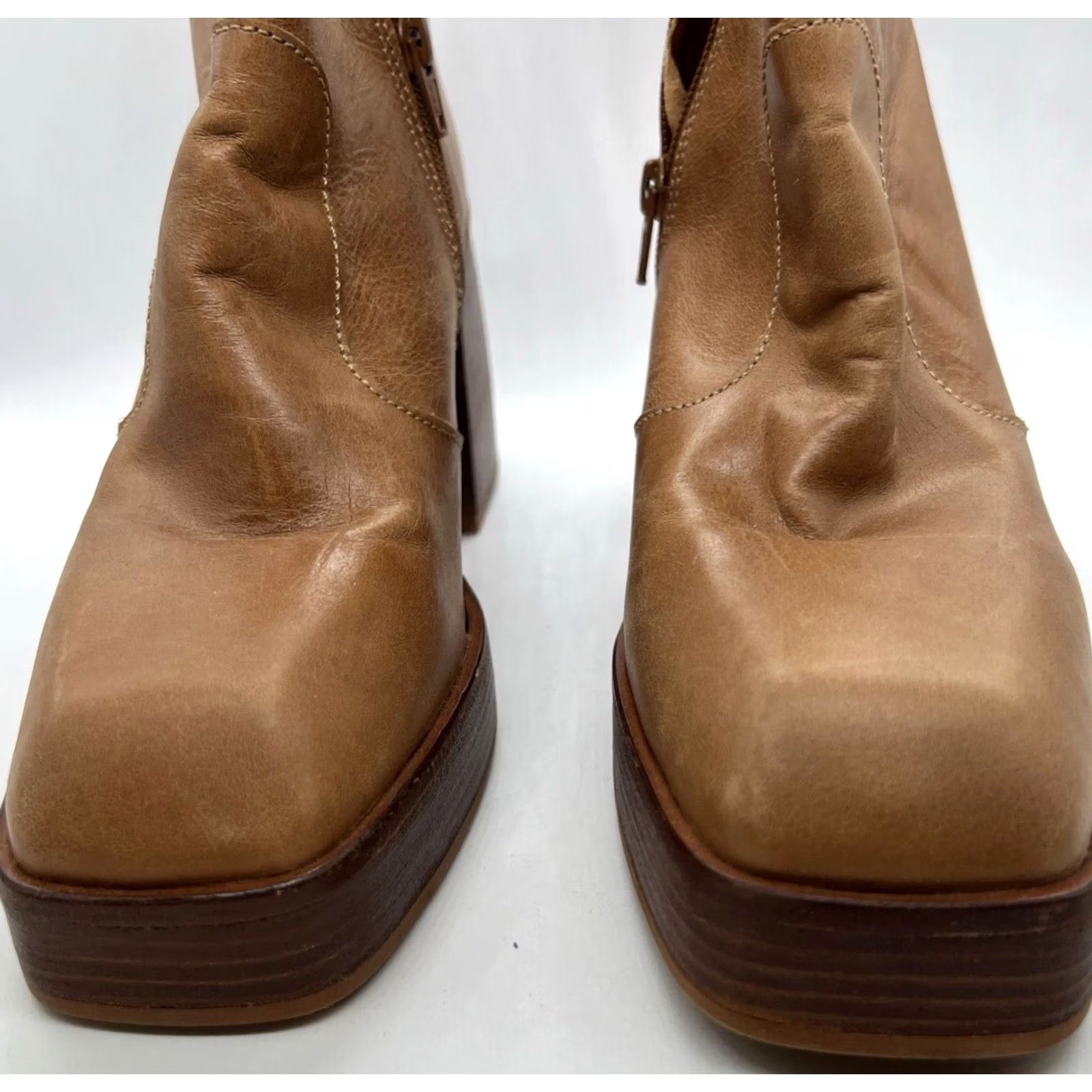 Free People Free People Ruby Platform Ankle Boots Womens 9.5 Brown Leather Chunky Heel Size US 10 / IT 40 - 6 Thumbnail