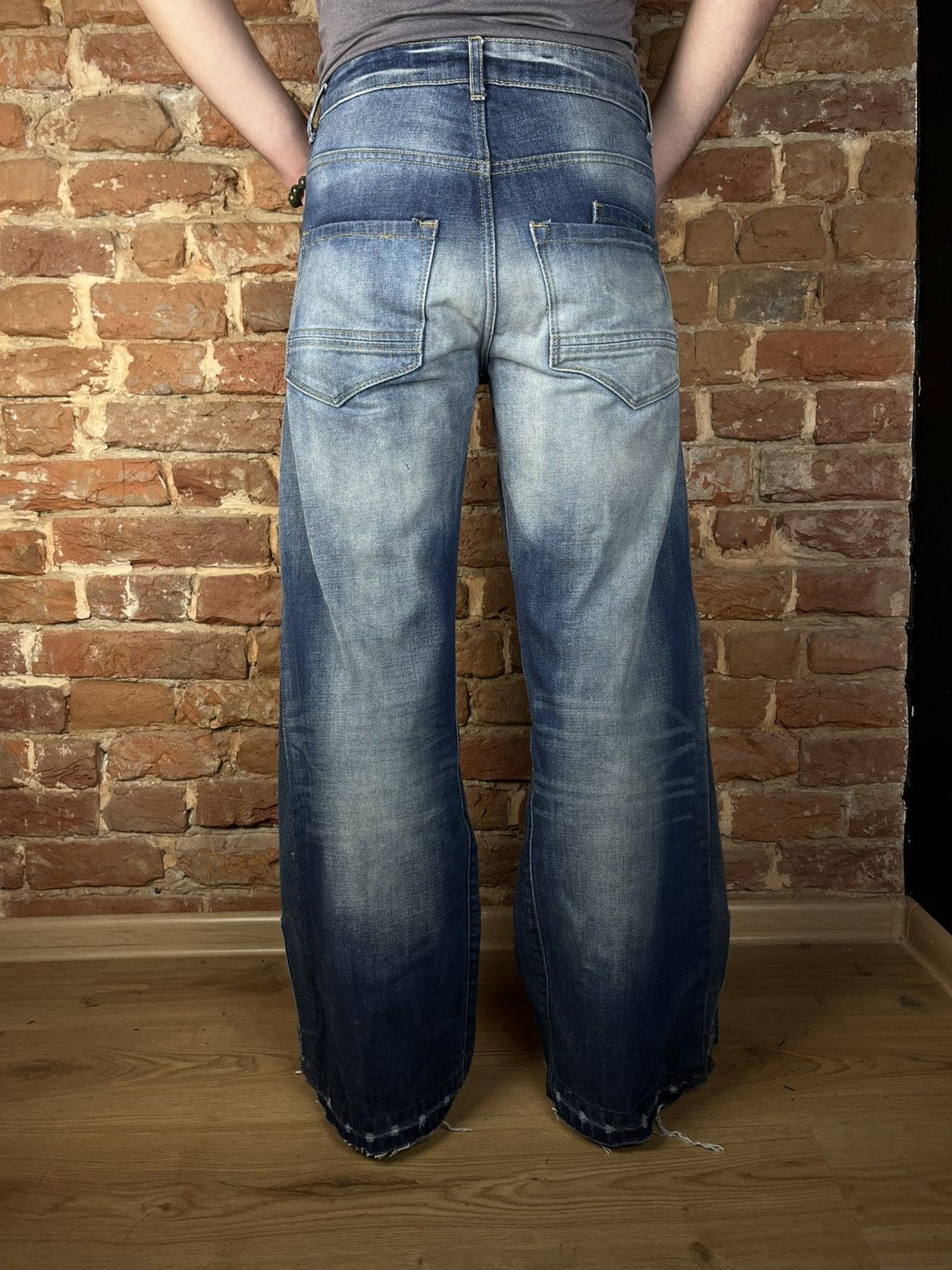 Handmade Reworked custom handmade jeans pants flared distressed style Size US 31 - 6 Thumbnail