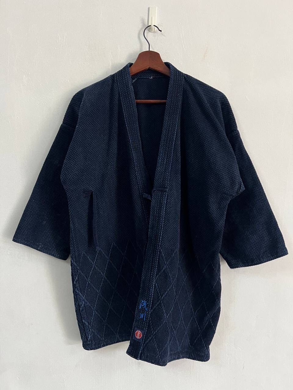 Indigo Kendo Uniform Dyed Boro Japan Kimono Size US L / EU 52-54 / 3 - 3 Thumbnail