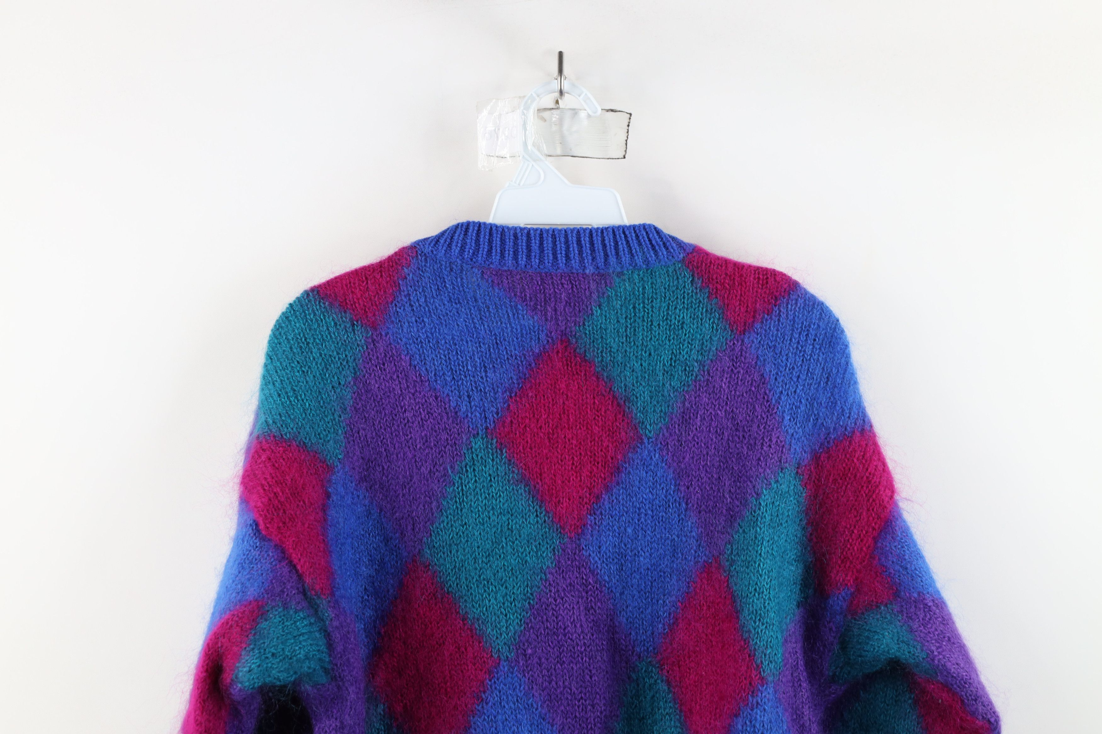 Vintage Vintage 90s Streetwear Mohair Wool Argyle Cardigan Sweater Size M / US 6-8 / IT 42-44 - 9 Thumbnail