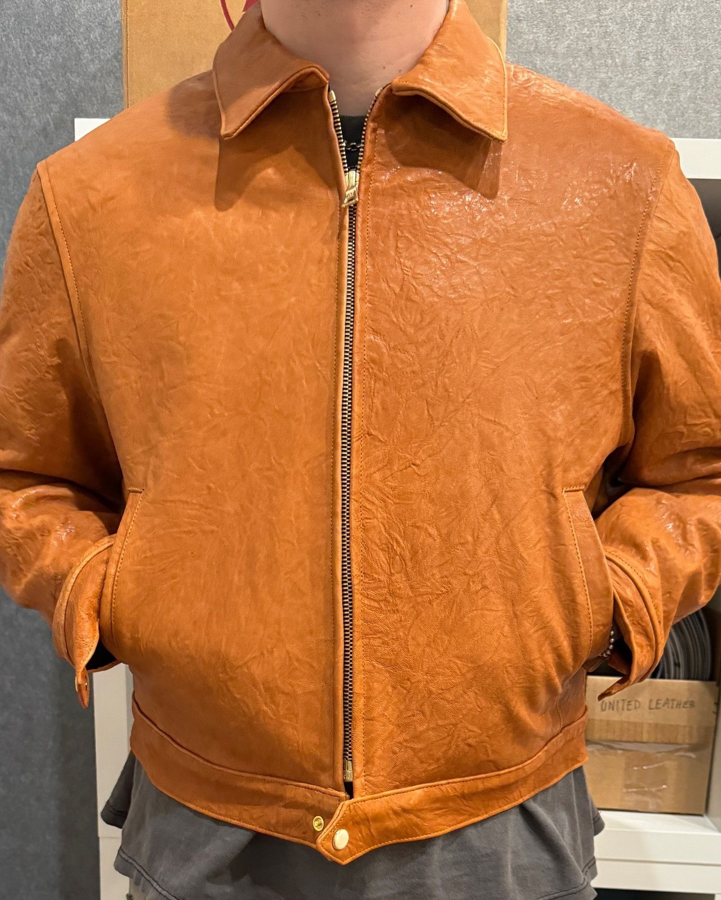 Bare Knuckles 💚 Bare Knuckles Freddy Leather Blouson Rust Lambskin NEW Size US M / EU 48-50 / 2 - 9 Thumbnail