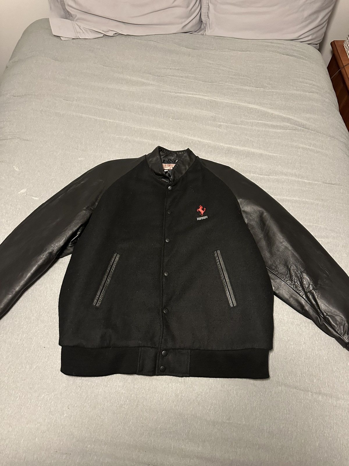 Ferrari Vintage 80s/90s Ferrari Wool/Leather Varsity Jacket Size US L / EU 52-54 / 3 - 1 Thumbnail