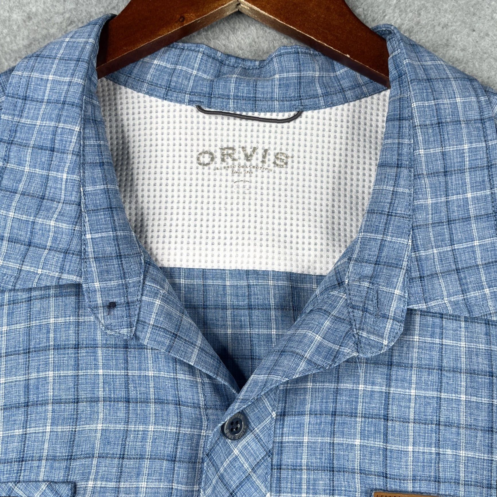 Orvis Orvis Button-Up Shirt Short Sleeve Mens Blue Check Lightweight Pocket 2XL Size US XXL / EU 58 / 5 - 4 Thumbnail