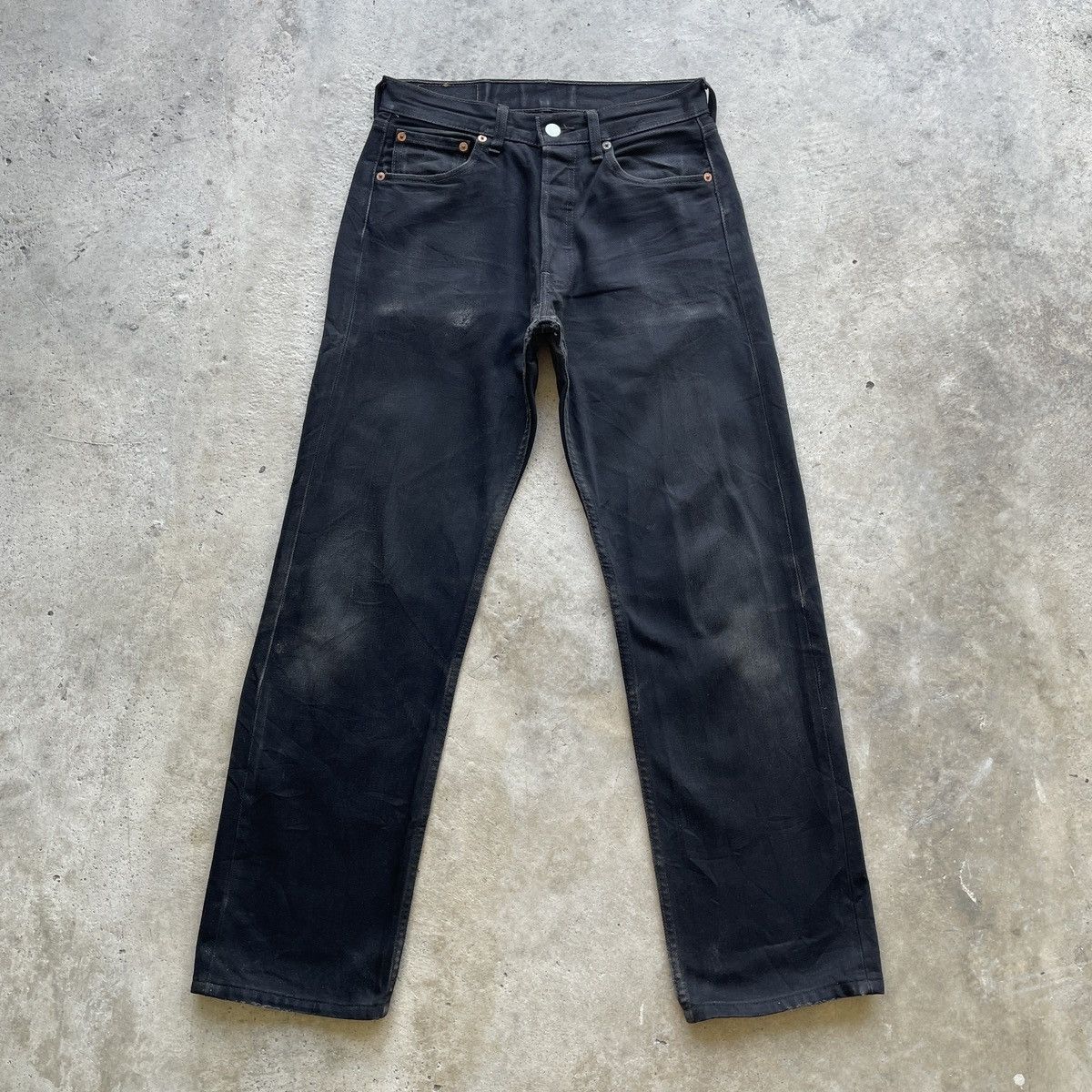 Levi's Vintage Clothing W29💥 Vintage Levi’s 501 Fly Button Black Faded Jeans Pants Size US 29 - 1 Thumbnail