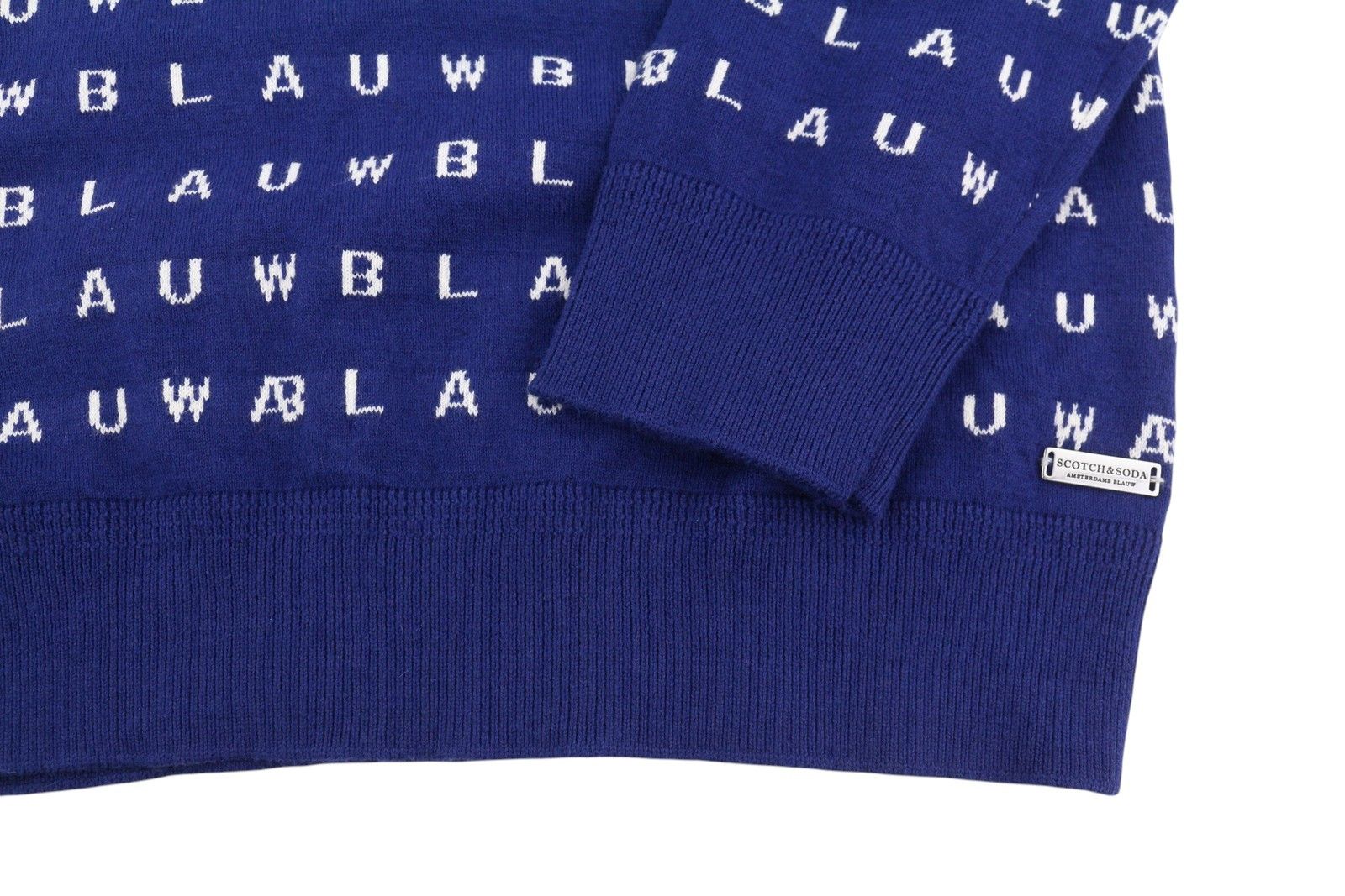 Scotch & Soda M Blue Logo Print Cotton Knit Jumper 88577 Size US M / EU 48-50 / 2 - 5 Thumbnail