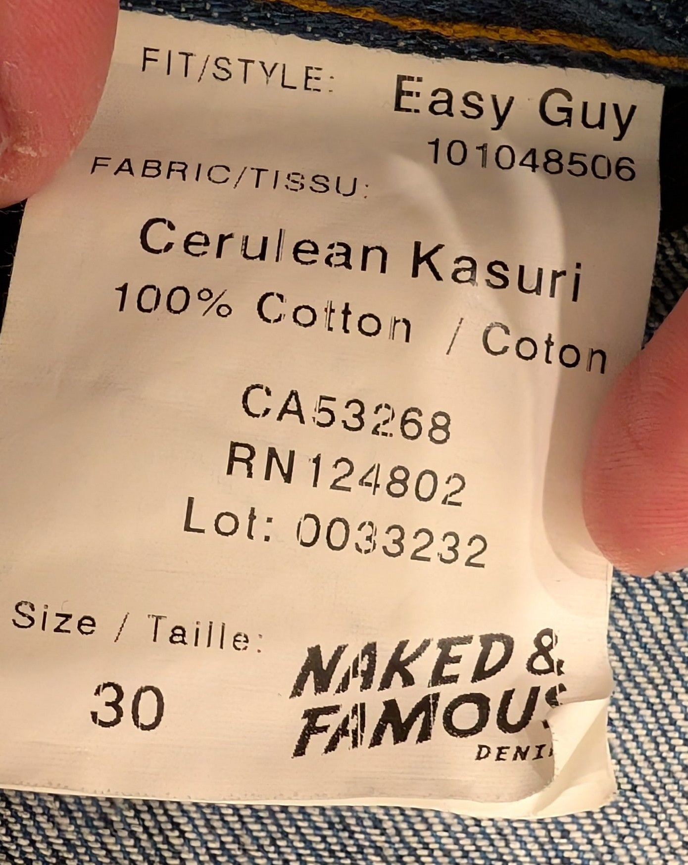 Naked & Famous Naked & Famous Easy Guy Cerulean Kasuri Selvedge Denim Jeans Size US 30 / EU 46 - 4 Thumbnail