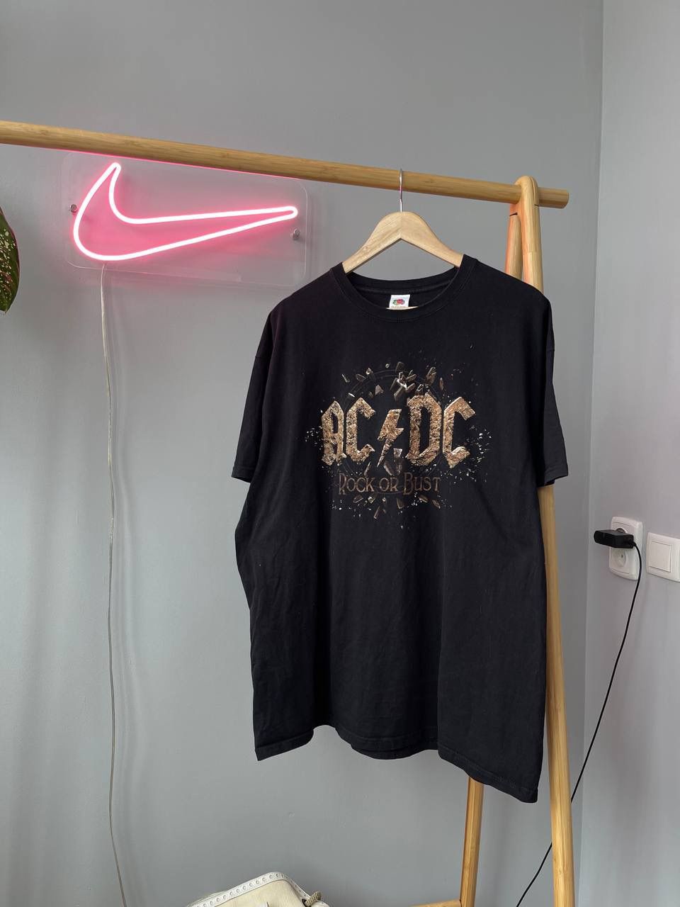 Pre-owned Acdc X Band Tees Ac/dc In Rock We Trust World Tour 2015 Vintage Tee In Black