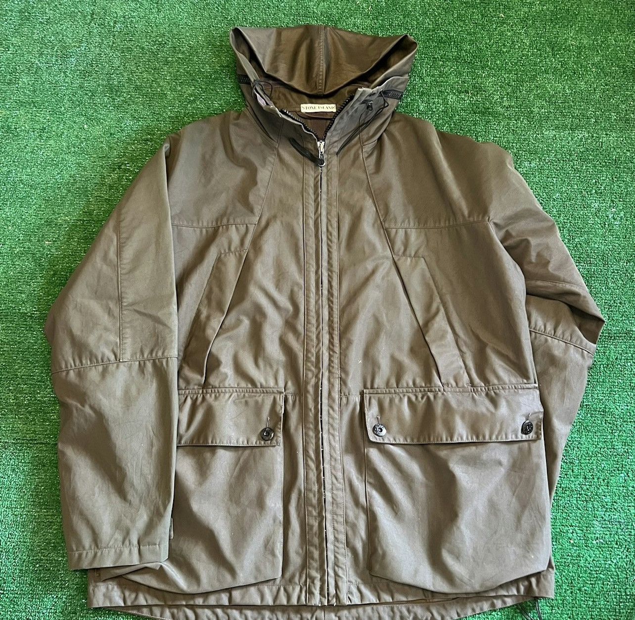 image of Big Stone Island Army Green Big Pocket Parka, Men's (Size XL)